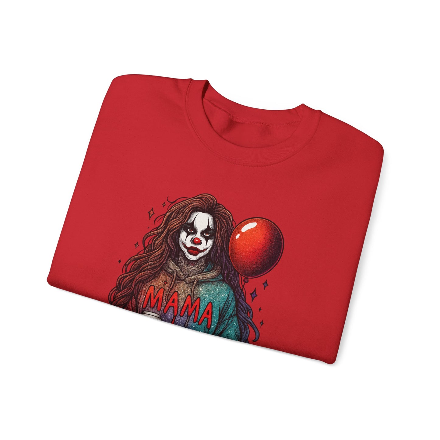 Clown-themed Crewneck Sweatshirt for Moms, Cozy Gift for Mother's Day, Halloween Apparel, Trendy Casual Wear, Unique Graphic Top