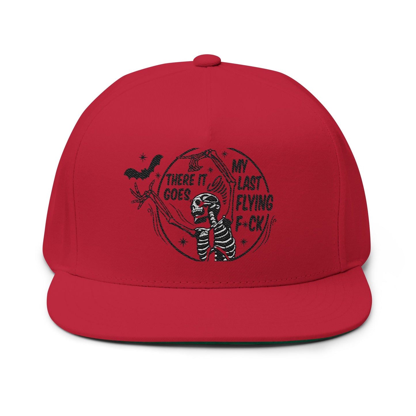 Sassy Flat Bill Cap, Embroidered Skeleton Humor Hat, Perfect Gift, Halloween Accessory, Trendy Streetwear