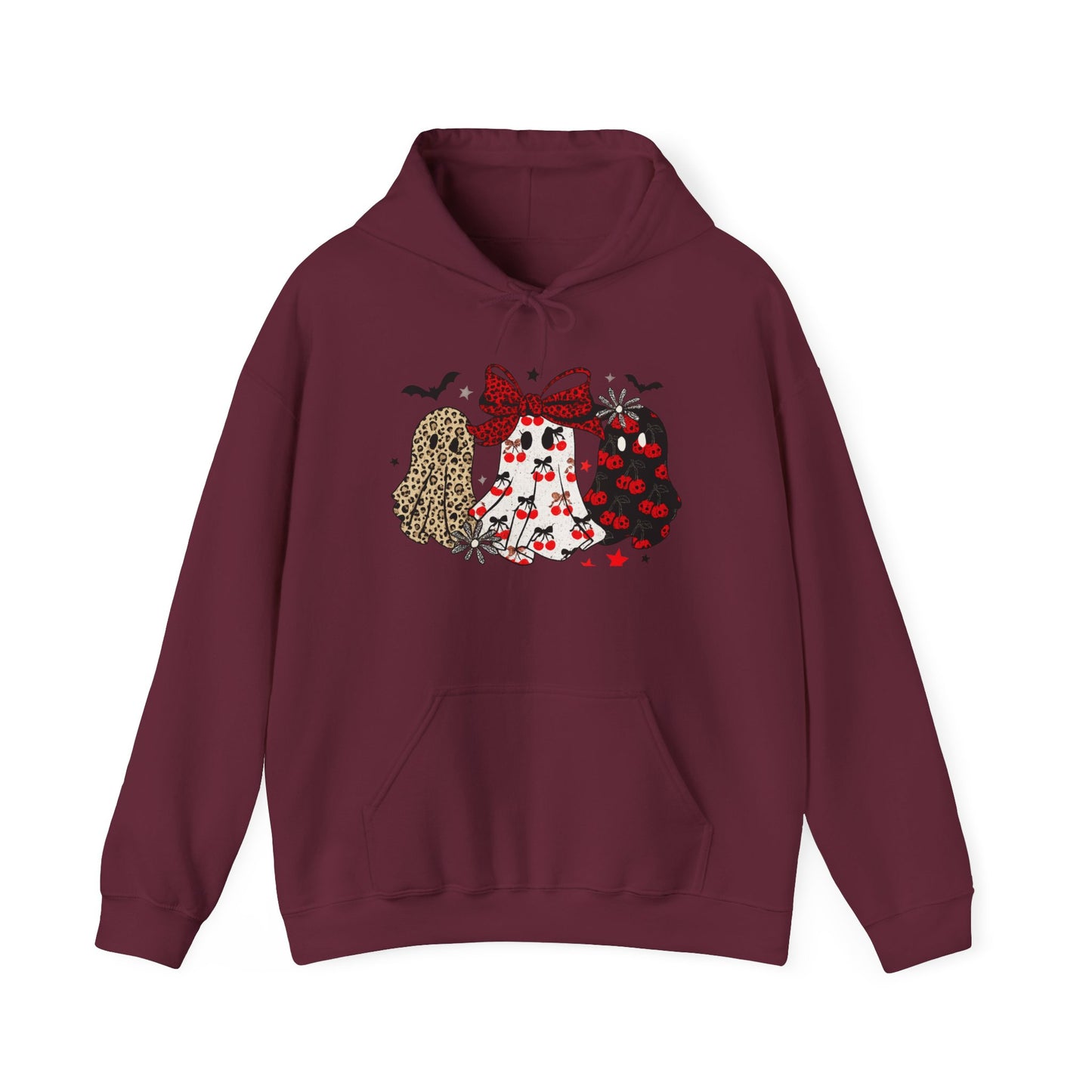 Cute Graphic Hooded Sweatshirt for Women, Cozy Casual Wear, Perfect for Halloween, Bat and Pumpkin Design, Fall Fashion