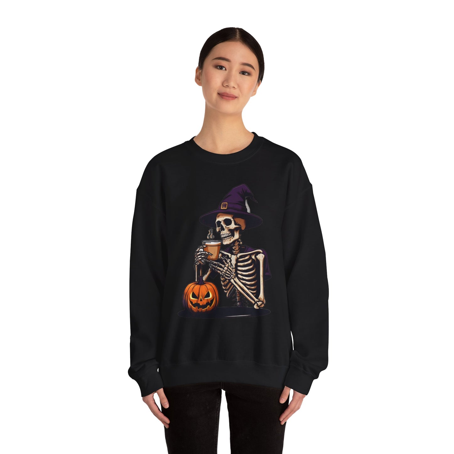 Spooky Skeleton Halloween Sweatshirt, Unisex Crewneck, Cozy Fall Fashion, Halloween Costume, Party Apparel, Ideal for Trick or Treat