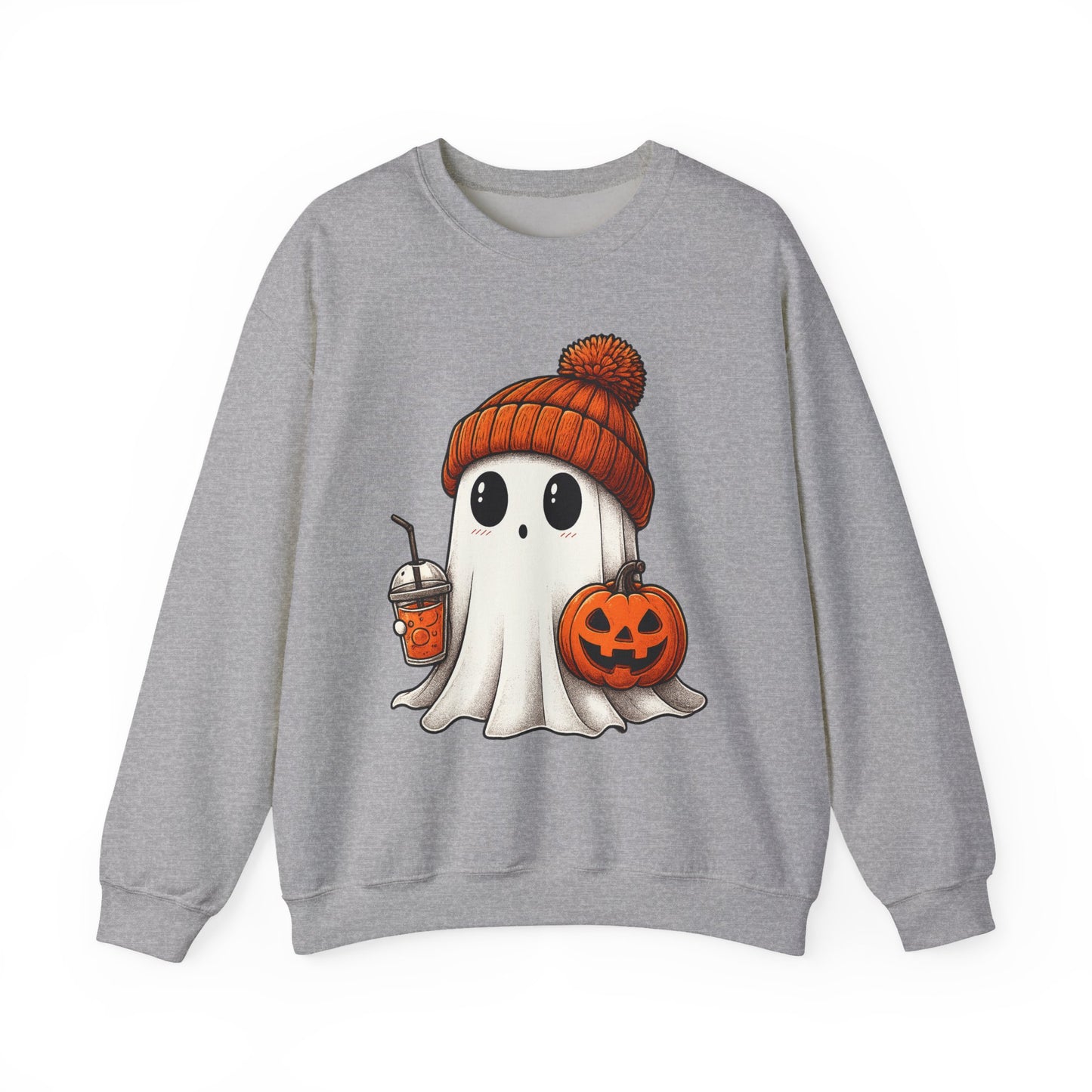 Cute Ghost Halloween Sweatshirt, Unisex Crewneck, Spooky Season Apparel, Fall Fashion, Cozy Pumpkin Sweater