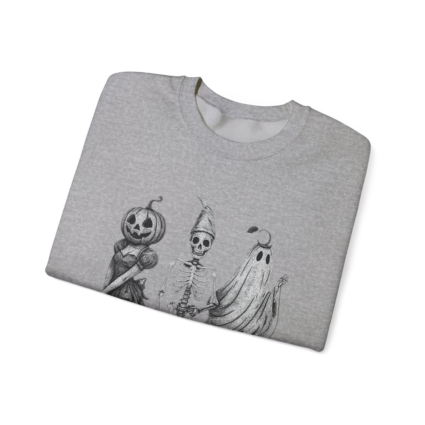 Halloween Sweatshirt with Ghosts and Ghouls Design