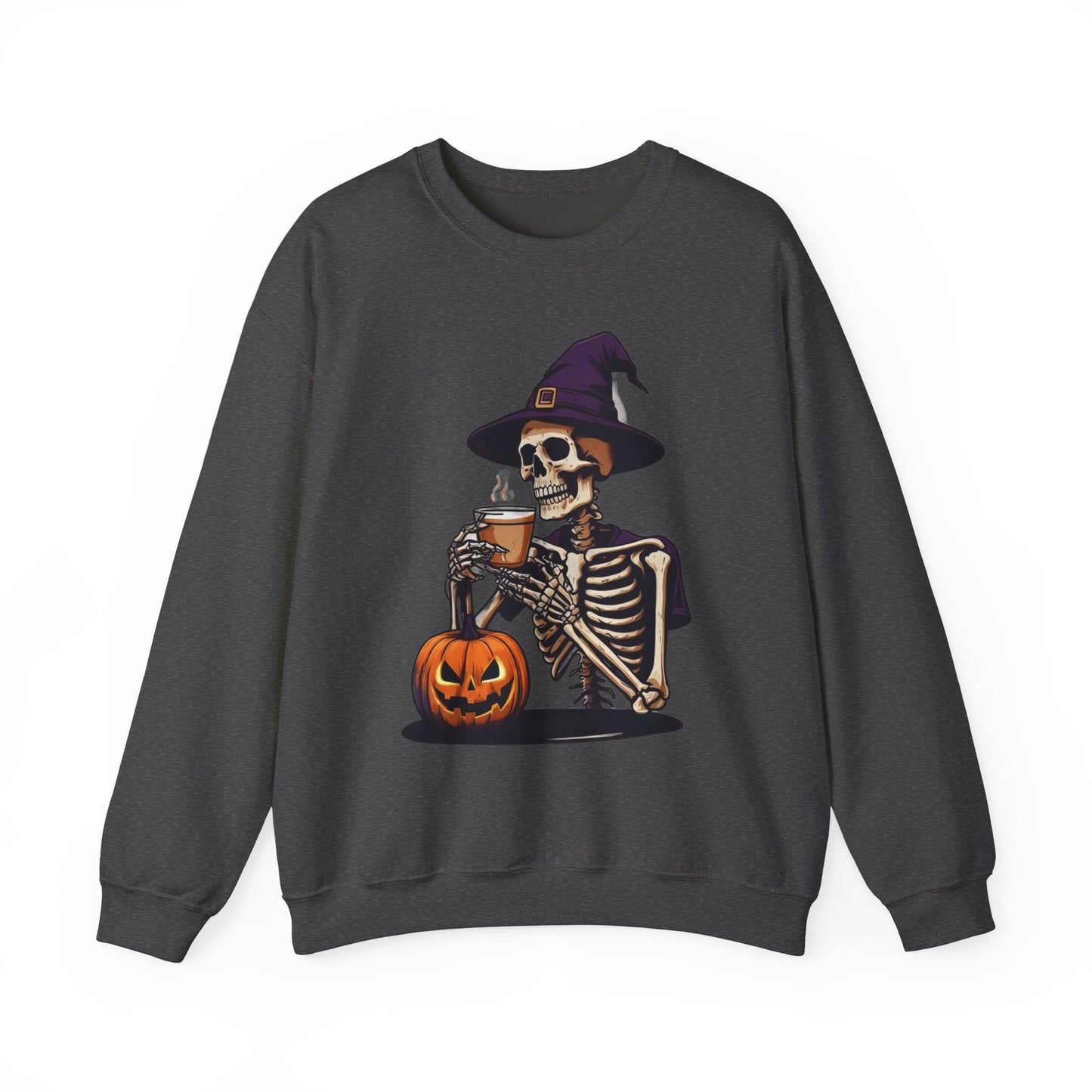 Spooky Skeleton Halloween Sweatshirt, Unisex Crewneck, Cozy Fall Fashion, Halloween Costume, Party Apparel, Ideal for Trick or Treat