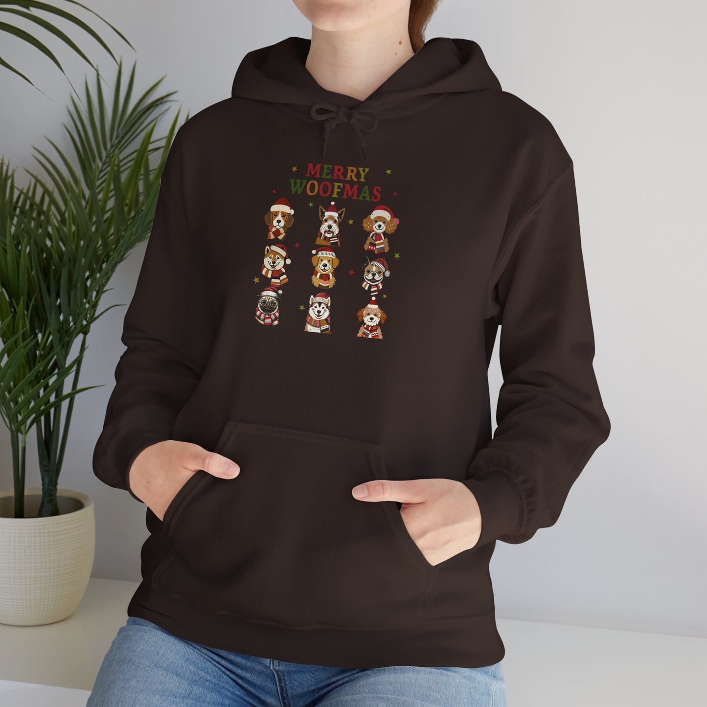 Merry Woofmas Hoodie, Cozy Dog Lover Hoodie, Gift for Pet Owners, Cute Holiday Apparel, Festive Furry Friends Clothing