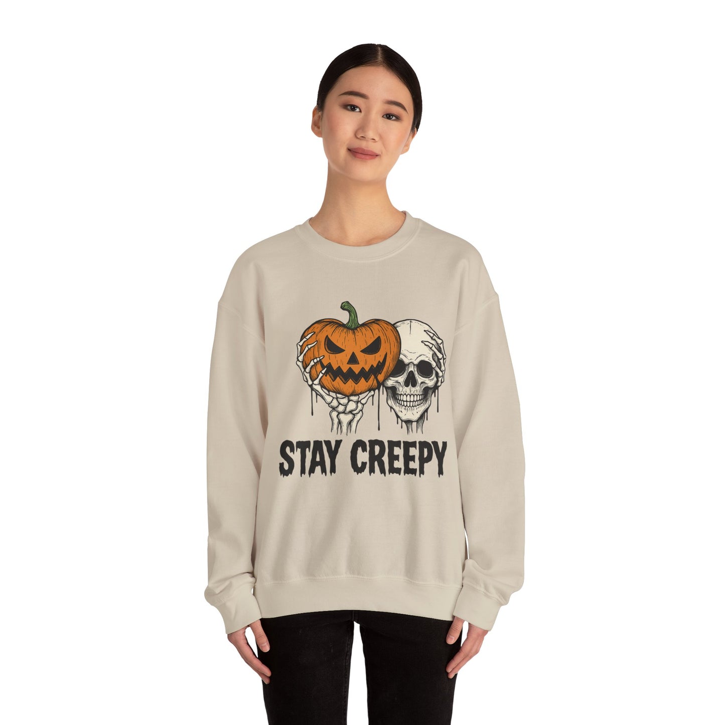 Stay Creepy Crewneck Sweatshirt, Halloween Sweatshirt, Unisex Fall Fashion, Cozy Sweatshirt Apparel, Spooky Halloween, Festive Gift