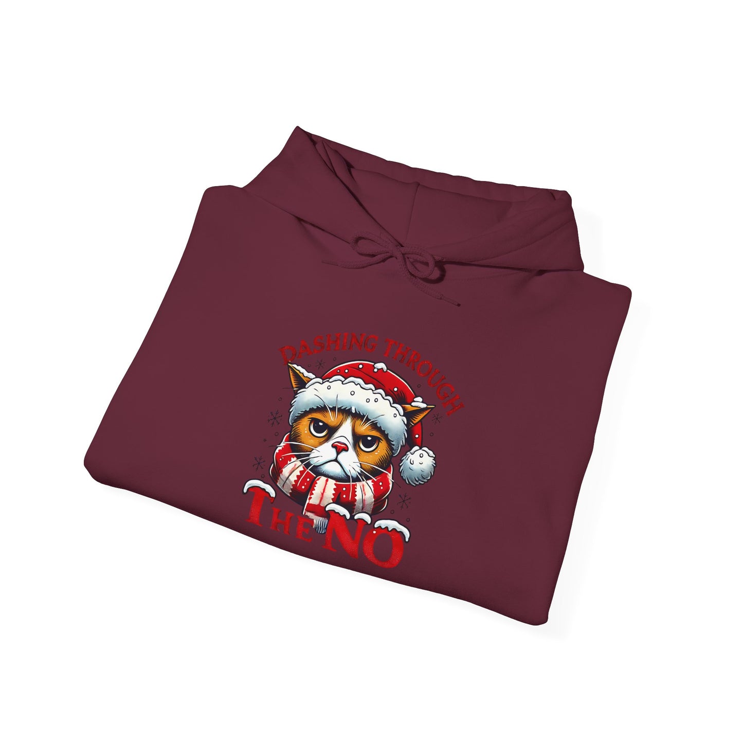 Festive Cat Christmas Hoodie, Unisex Heavy Blend Hooded Sweatshirt, Holiday Gift, Cozy Winter Apparel, Funny Xmas Sweatshirt