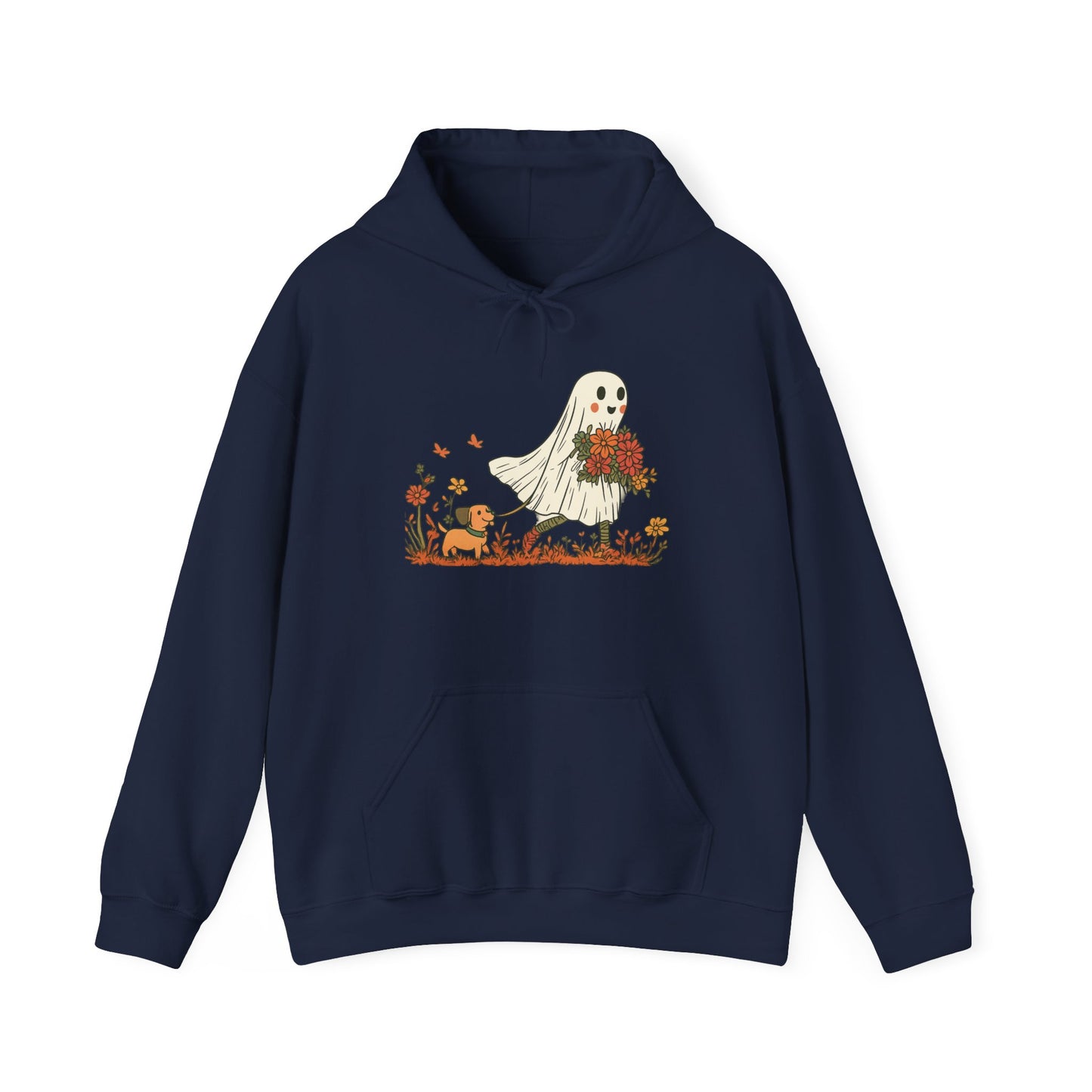 Ghostly Blooms Hoodie - Cozy Fall Fashion, Halloween Spirit, Gift for Friends, Trendy Hoodie, Autumn Style