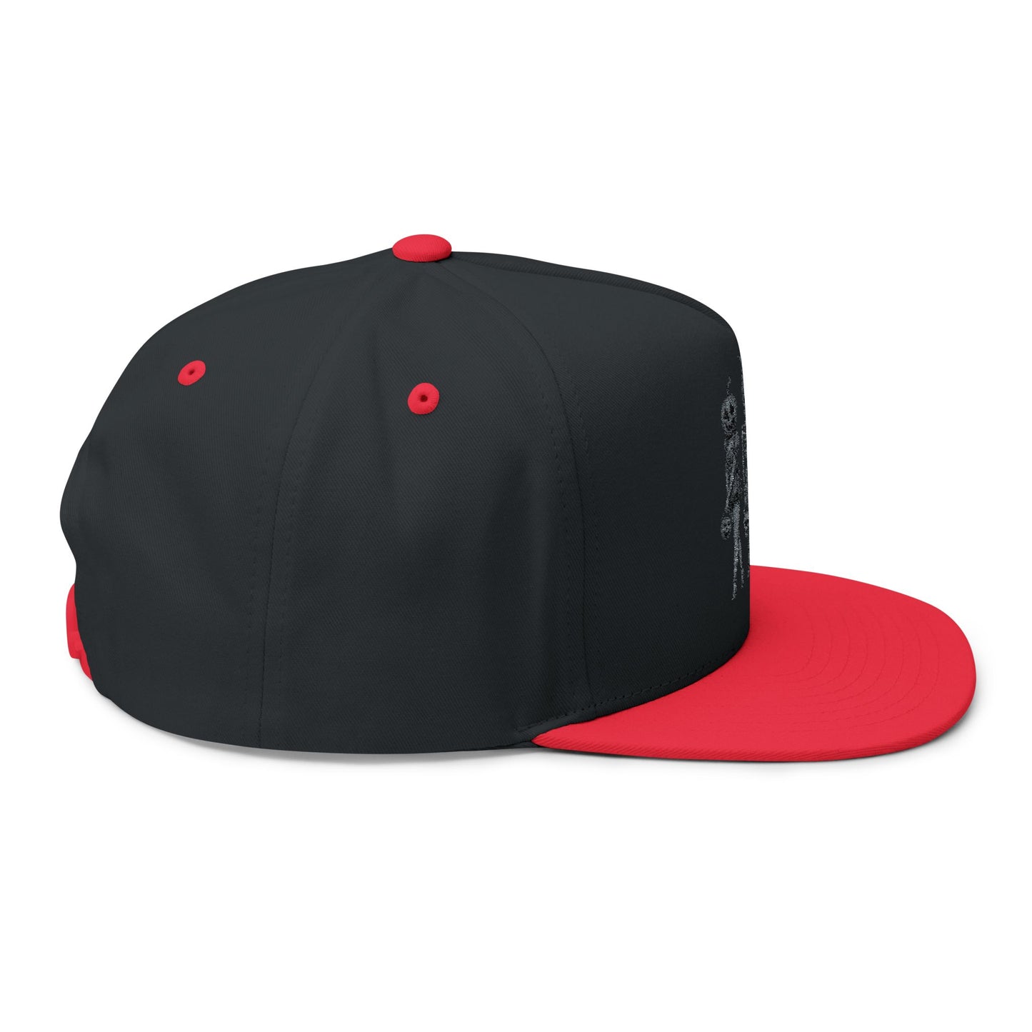Spooky Halloween Flat Bill Cap, Embroidered Cap for Trick or Treat, Costume Cap, Unique Halloween Gift, Adjustable Snapback Hat