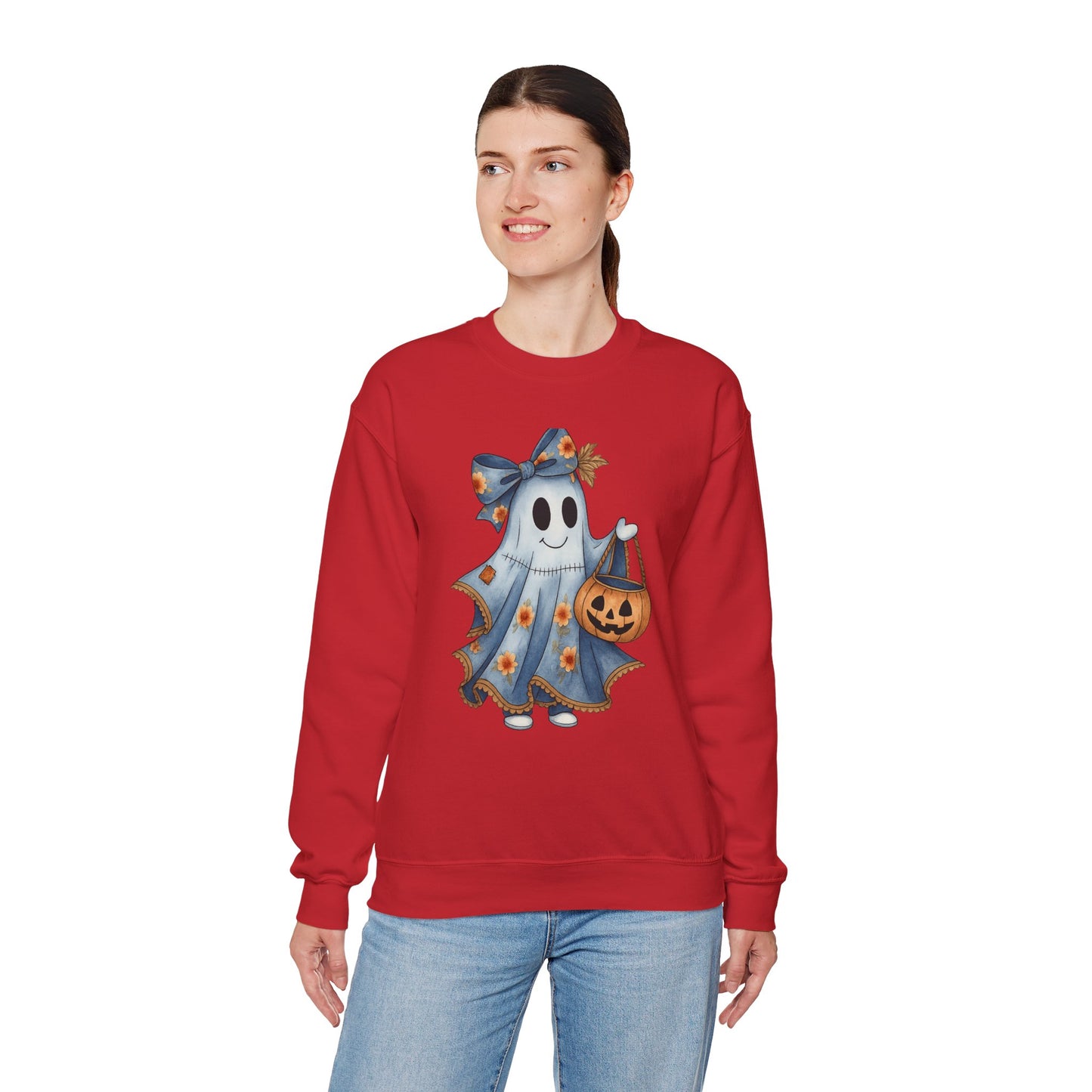Cute Ghost Halloween Sweatshirt, Unisex Crewneck, Cozy Fall Apparel, Spooky Season Gift, Trick or Treat, Halloween Celebration