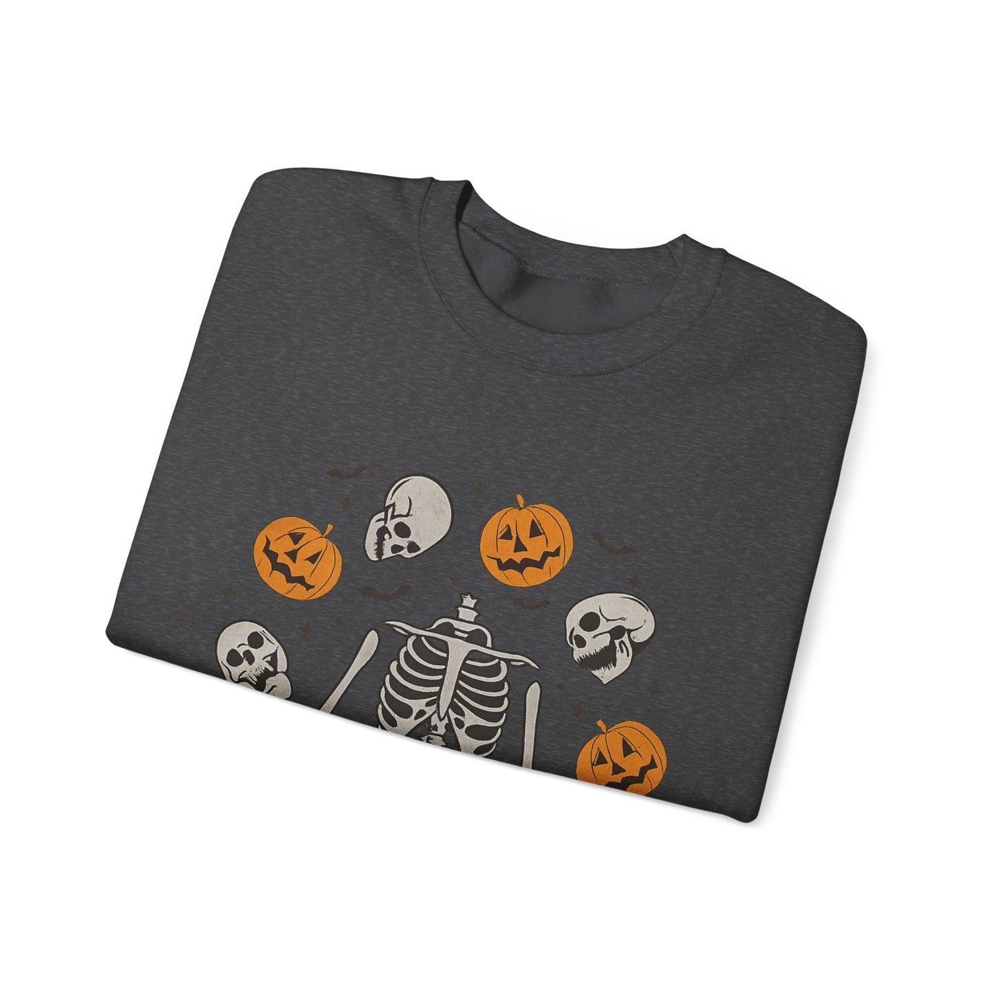 Halloween Skeleton Yoga Sweatshirt, Cute Autumn Apparel, Spooky Season Outfit, Unisex Cozy Crewneck, Gift for Halloween Lovers