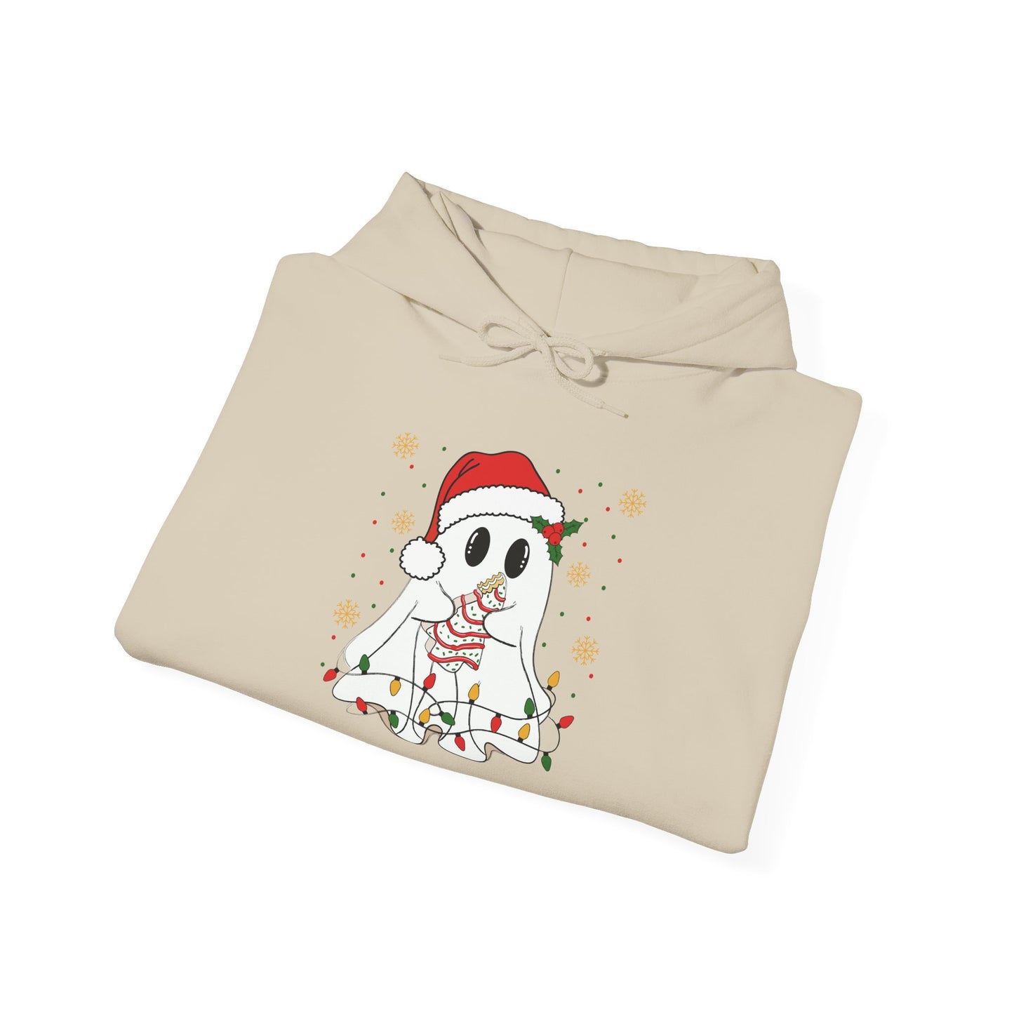 Santa Ghost Christmas Hoodie, Unisex Holiday Hoodie, Cute Winter Apparel, Cozy Gift for Ghost Lovers, Funny Xmas Clothing