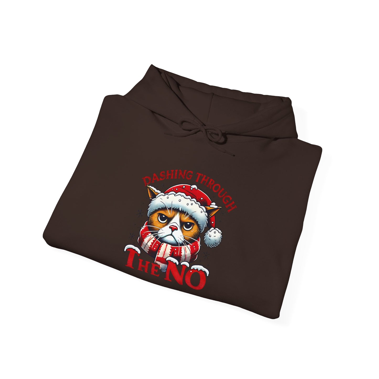 Festive Cat Christmas Hoodie, Unisex Heavy Blend Hooded Sweatshirt, Holiday Gift, Cozy Winter Apparel, Funny Xmas Sweatshirt
