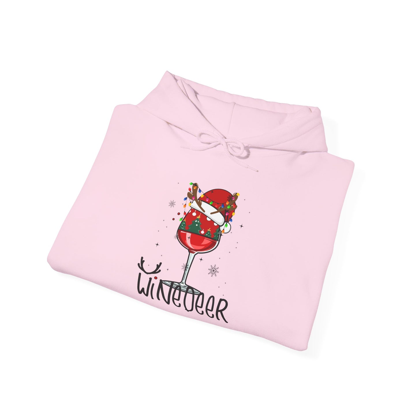 Wine Deer Hooded Sweatshirt, Cozy Gift for Wine Lovers, Christmas Apparel, Unisex Holiday Hoodie, Cute Wine Lover Sweatshirt