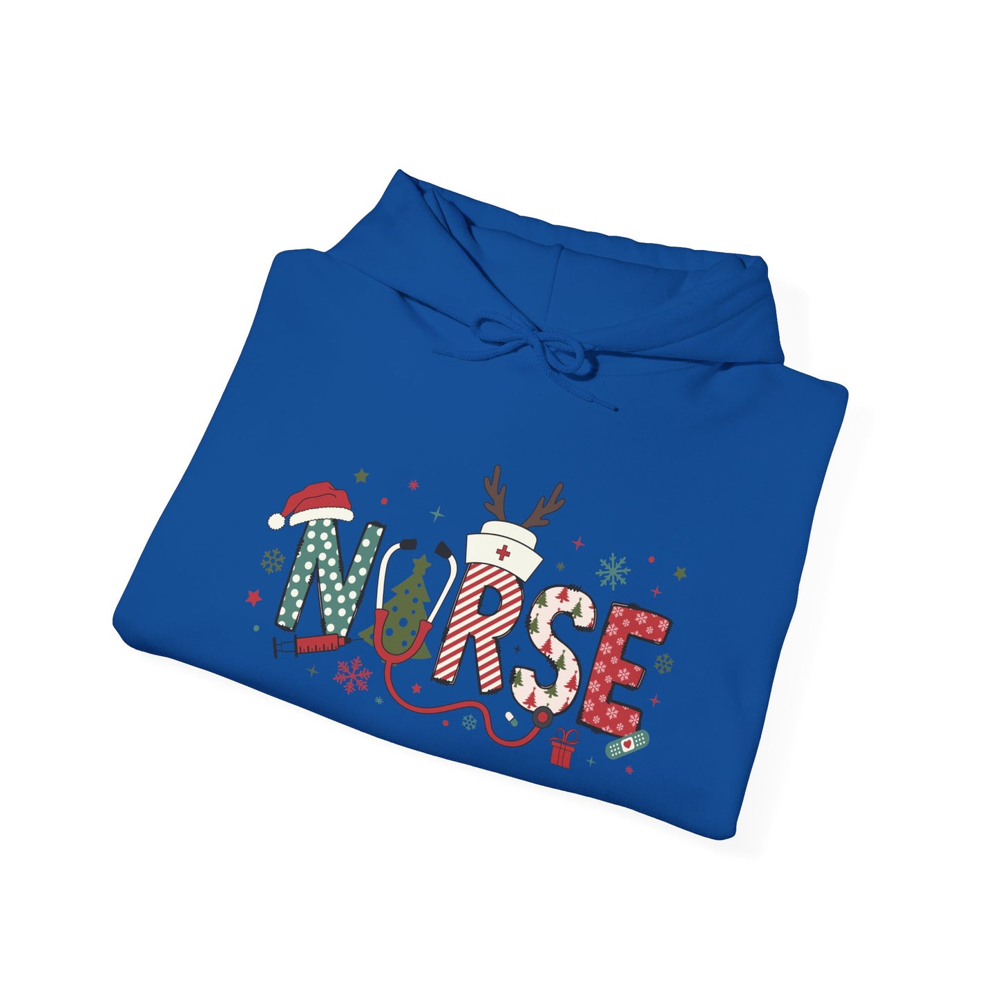 Festive Nurse Hooded Sweatshirt, Merry Christmas Sweatshirt, Holiday Gift for Nurses, Cozy Winter Hoodie, Nurse Appreciation Gift
