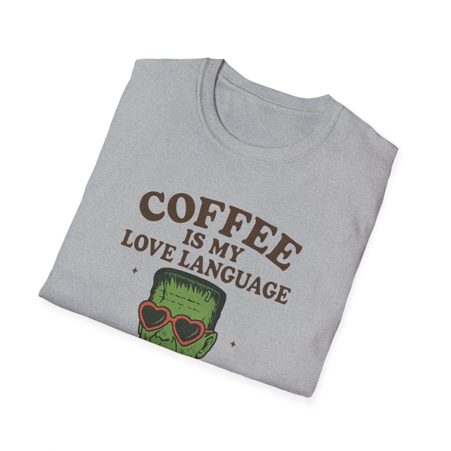 Frankenstein Coffee Lover T-Shirt, Funny Gift for Coffee Lovers, Unisex Tee, Perfect for Halloween, Casual Wear, Gift for Him/Her