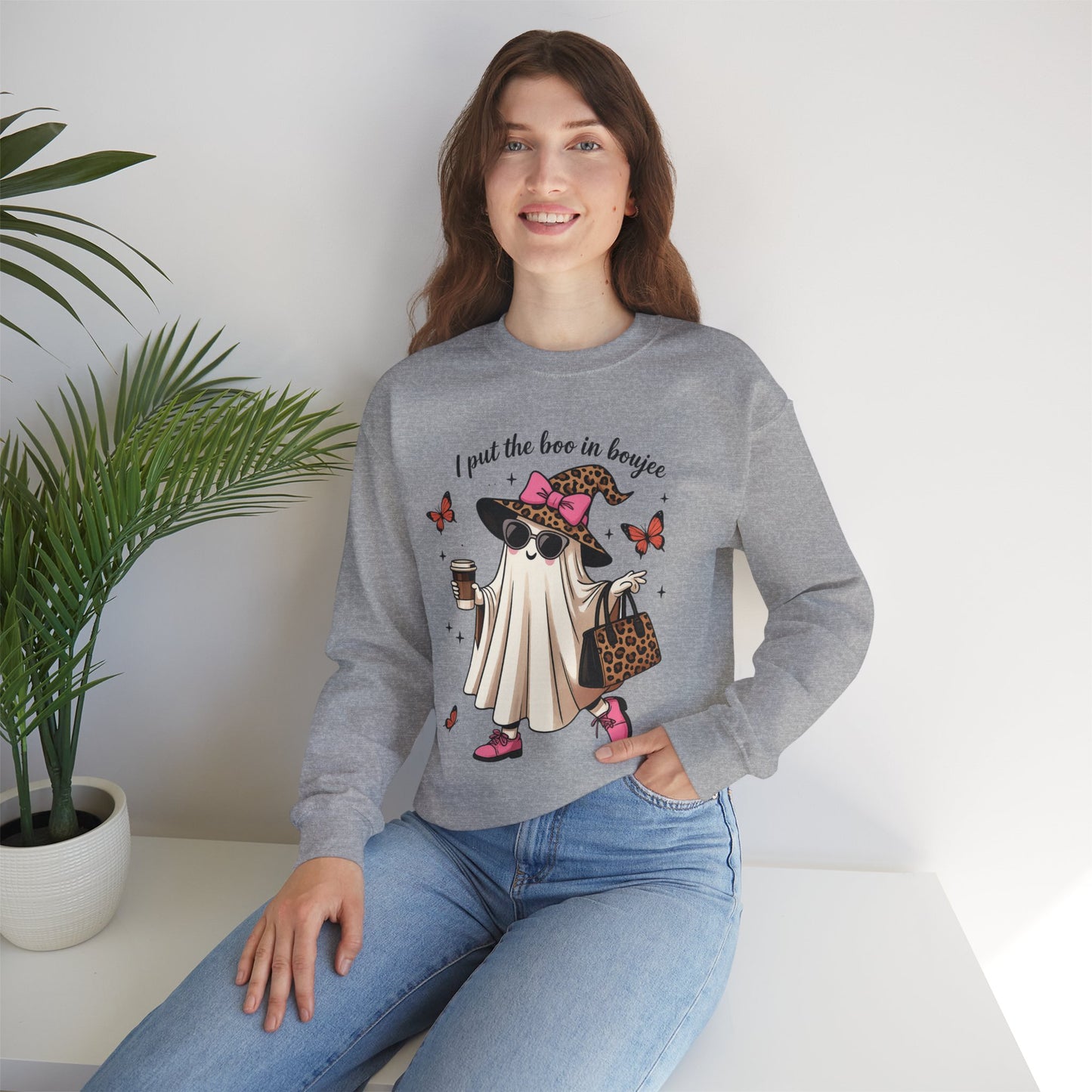 Chic Ghost Crewneck Sweatshirt | Halloween Cozy Apparel, Casual Outfit, Trendy Gift, Fall Fashion