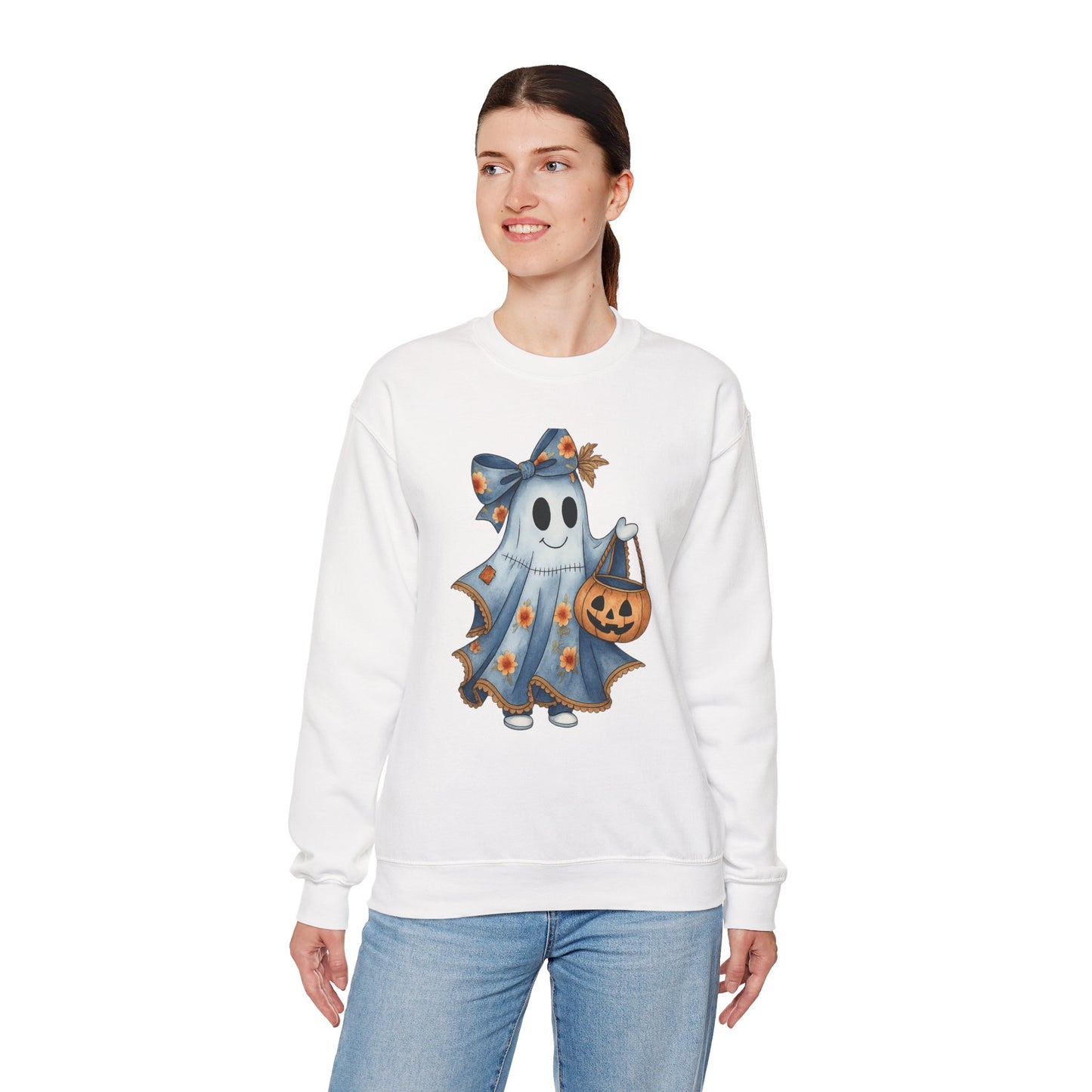 Cute Ghost Halloween Sweatshirt, Unisex Crewneck, Cozy Fall Apparel, Spooky Season Gift, Trick or Treat, Halloween Celebration