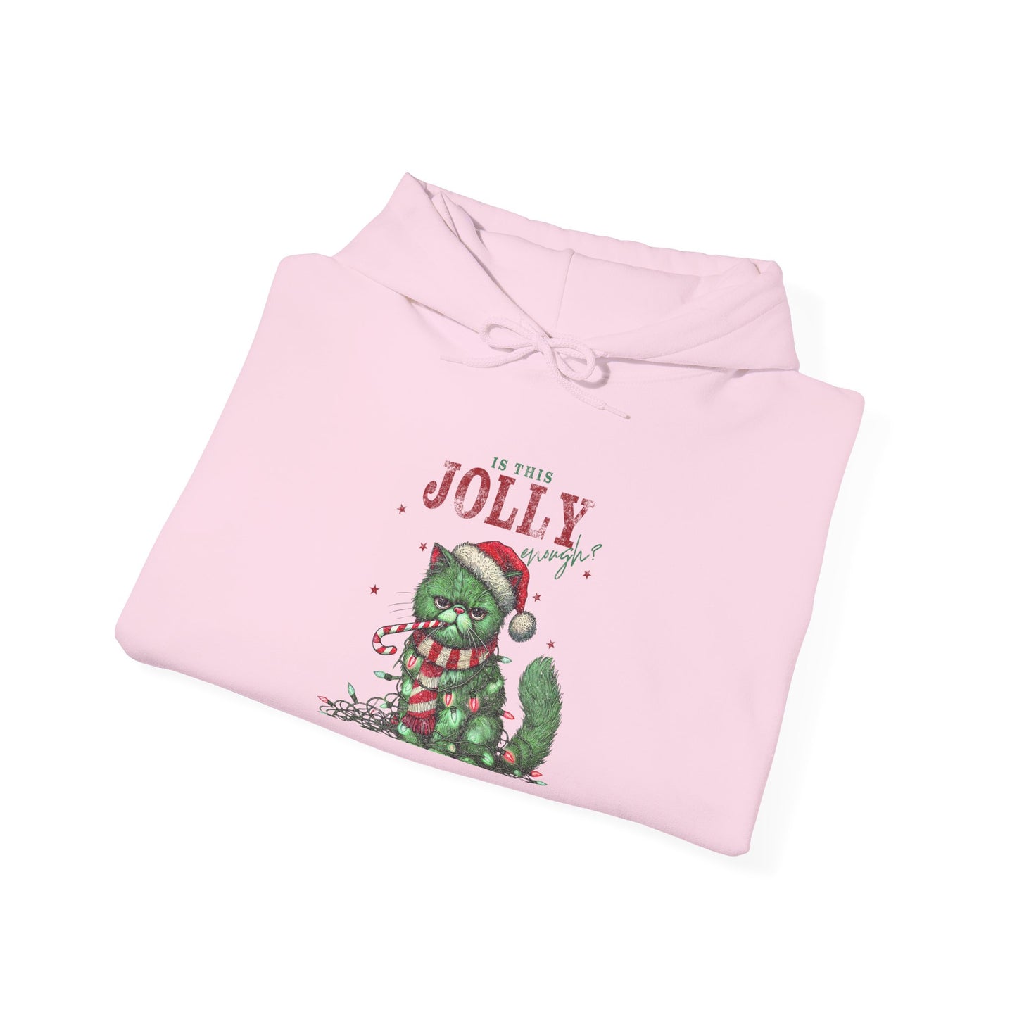 Festive Cat Hoodie, Cozy Holiday Hoodie, Jolly Grunge Pullover, Cute Cat Lover Gift, Merry Cat Hoodie