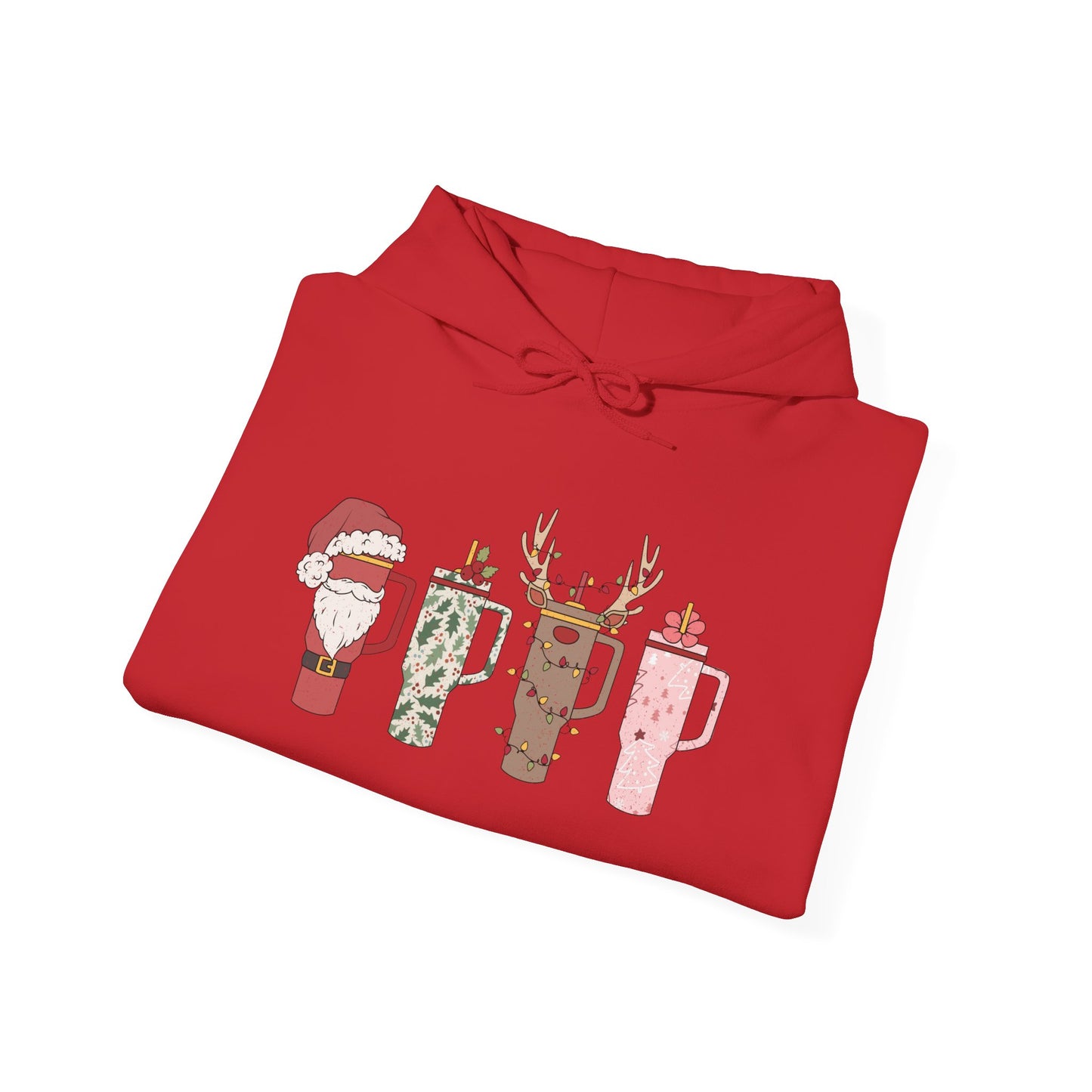 Festive Hot Beverage Hoodie, Holiday Sweatshirt, Unisex Cozy Pullover, Christmas Gift, Winter Apparel, Mug Design Hoodie