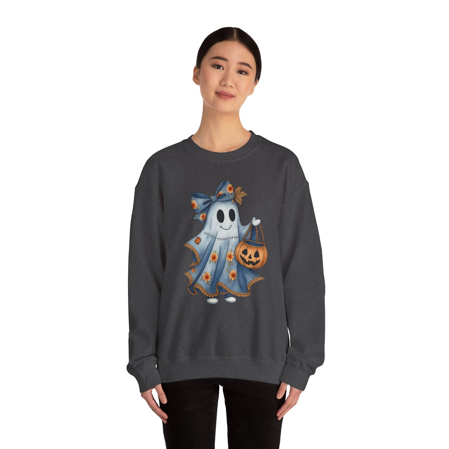 Cute Ghost Halloween Sweatshirt, Unisex Crewneck, Cozy Fall Apparel, Spooky Season Gift, Trick or Treat, Halloween Celebration