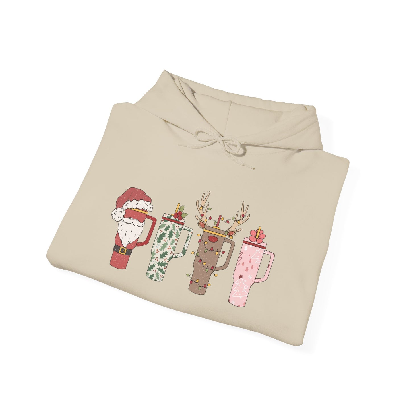 Festive Hot Beverage Hoodie, Holiday Sweatshirt, Unisex Cozy Pullover, Christmas Gift, Winter Apparel, Mug Design Hoodie