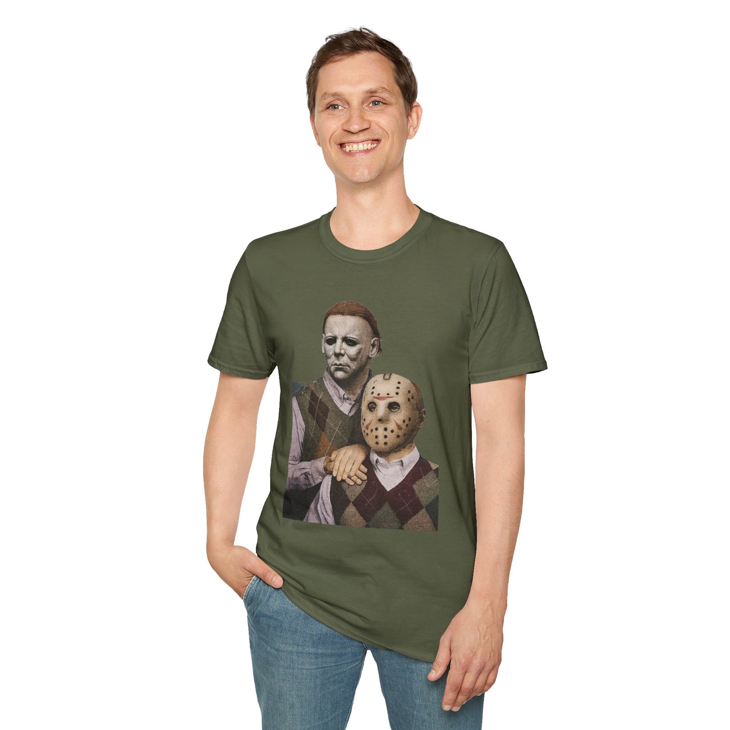 Horror Movie Character T-Shirt | Unisex Softstyle Tee, Scary Graphic Tee, Perfect for Halloween, Horror Fans, Movie Lovers