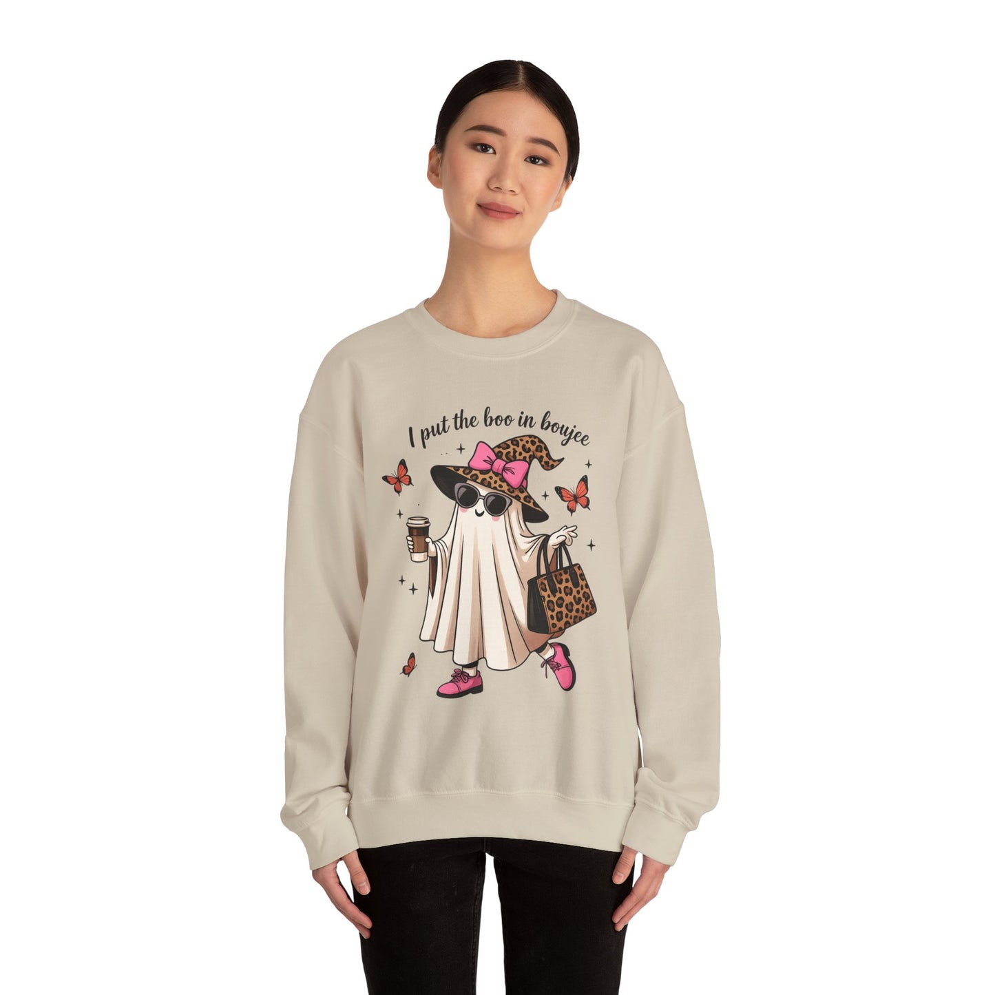 Chic Ghost Crewneck Sweatshirt | Halloween Cozy Apparel, Casual Outfit, Trendy Gift, Fall Fashion