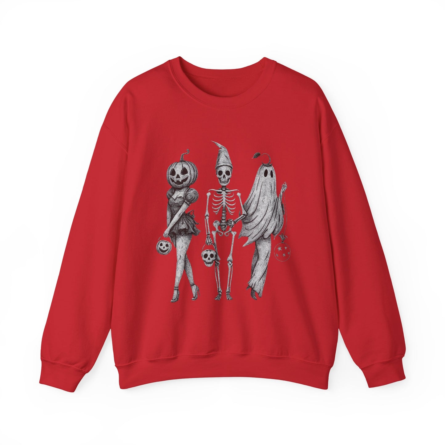 Halloween Sweatshirt with Ghosts and Ghouls Design