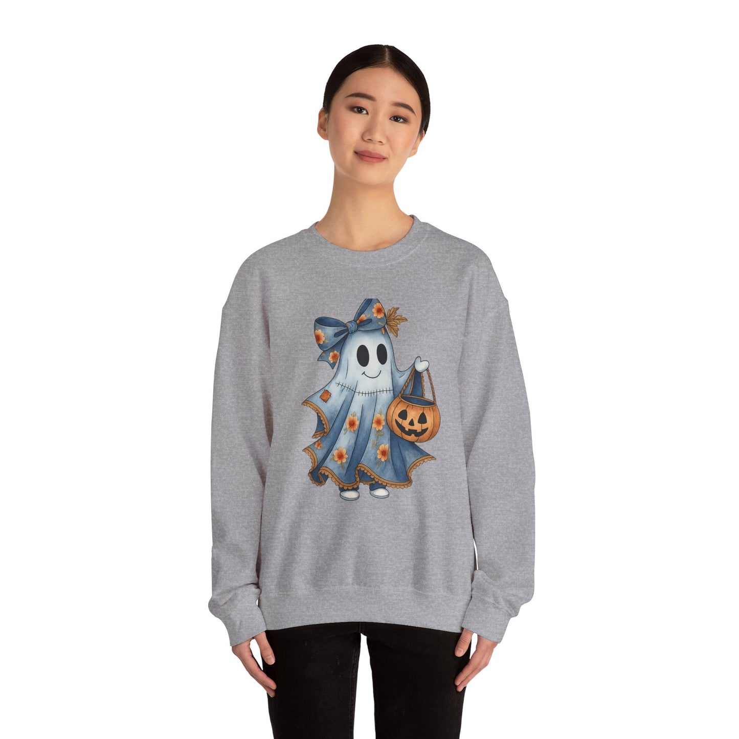 Cute Ghost Halloween Sweatshirt, Unisex Crewneck, Cozy Fall Apparel, Spooky Season Gift, Trick or Treat, Halloween Celebration