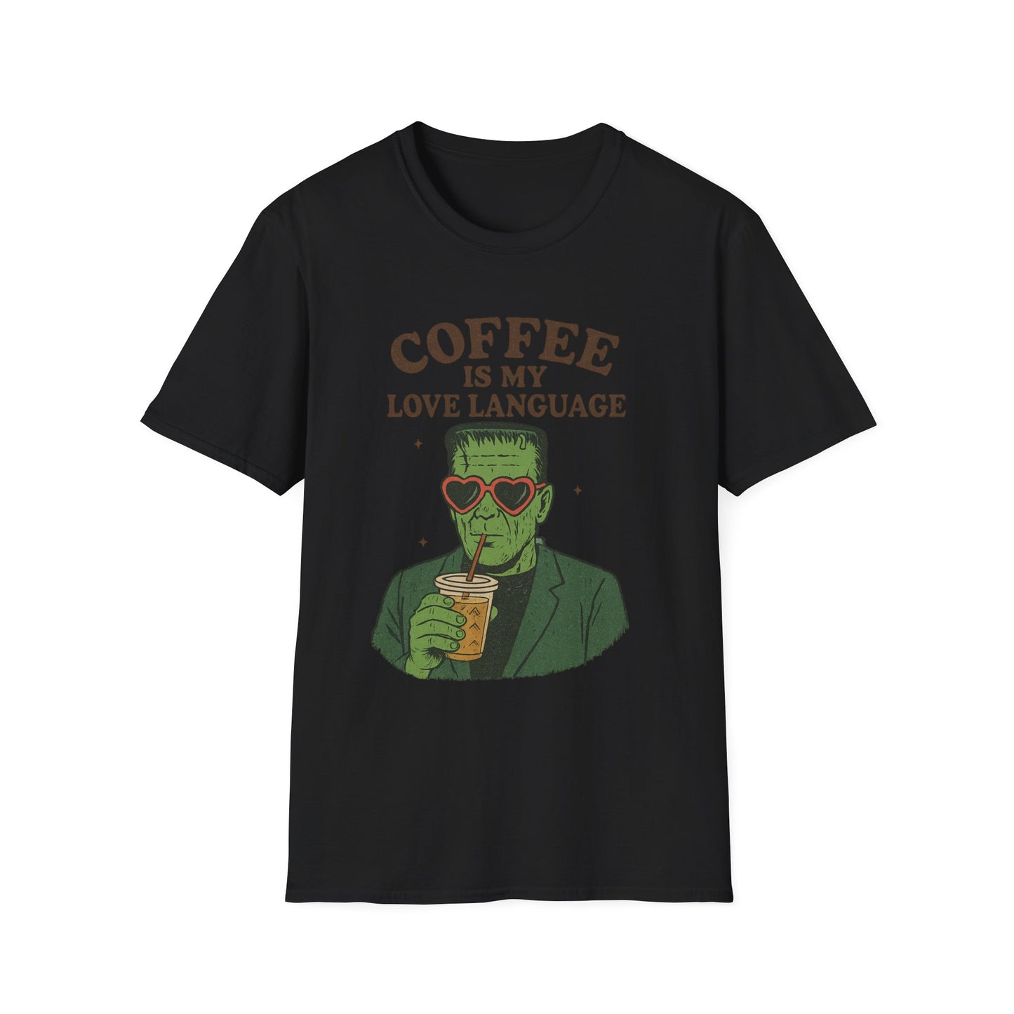 Frankenstein Coffee Lover T-Shirt, Funny Gift for Coffee Lovers, Unisex Tee, Perfect for Halloween, Casual Wear, Gift for Him/Her