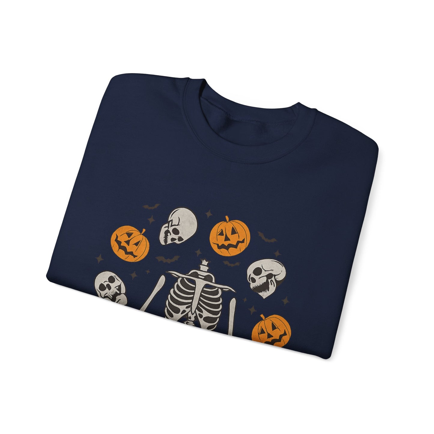 Halloween Skeleton Yoga Sweatshirt, Cute Autumn Apparel, Spooky Season Outfit, Unisex Cozy Crewneck, Gift for Halloween Lovers