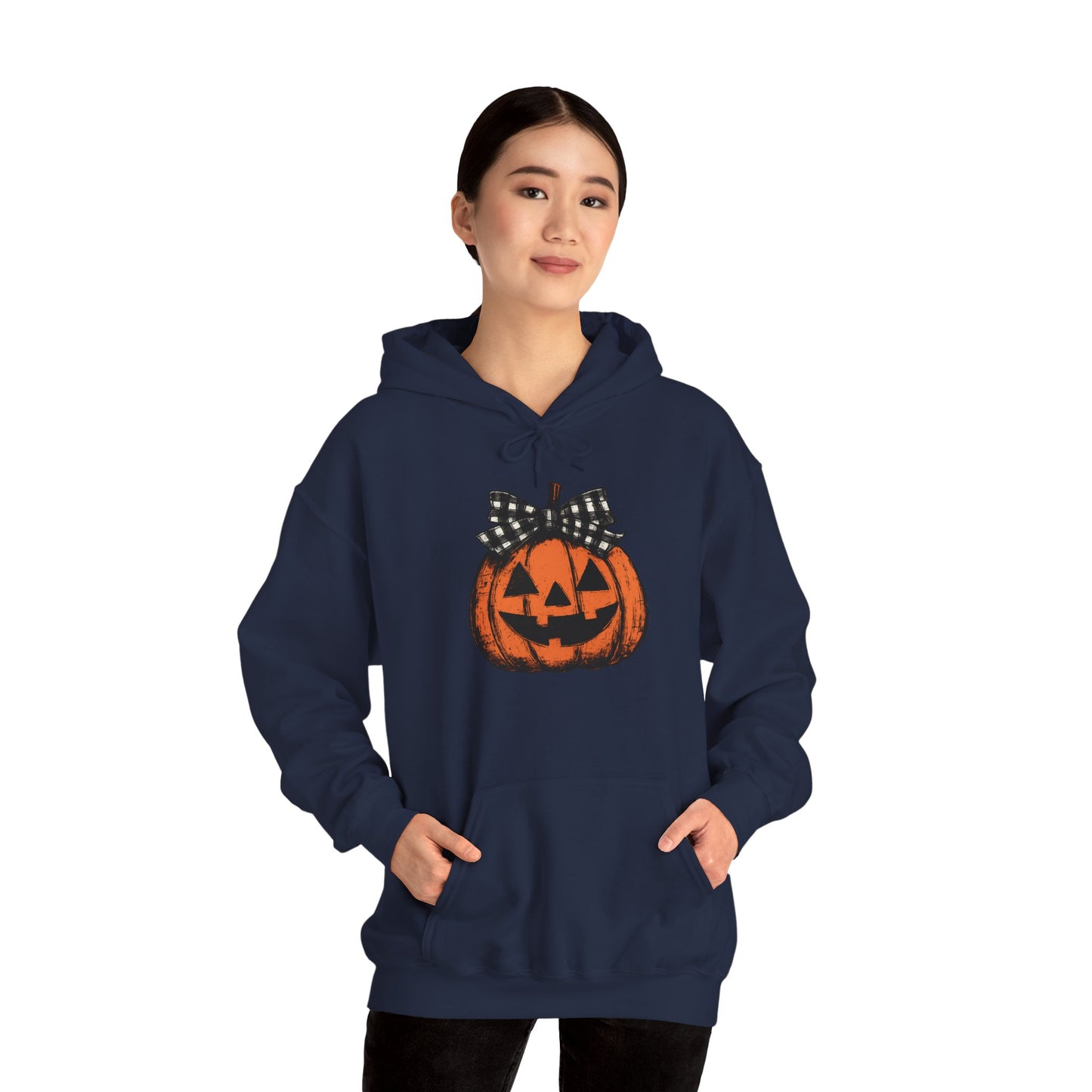 Halloween Pumpkin Hoodie with Bow, Cozy Fall Hoodie, Unisex Hoodie, Autumn Fashion, Halloween Costume, Pumpkin Spice