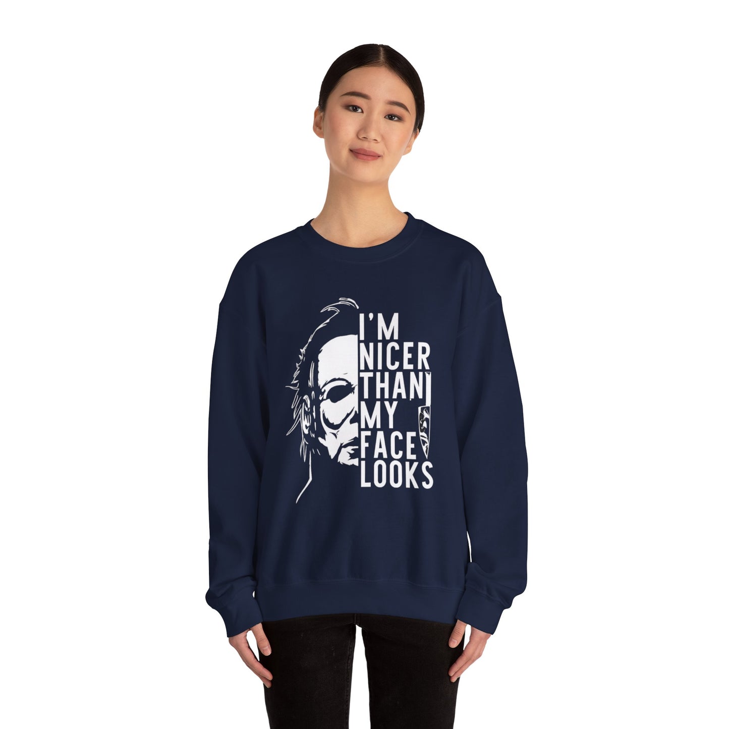 Unisex Halloween Humor Crewneck Sweatshirt, Funny Sweatshirt, Gift for Horror Fans, Halloween Apparel, Spooky Vibes, Comfortable Layering