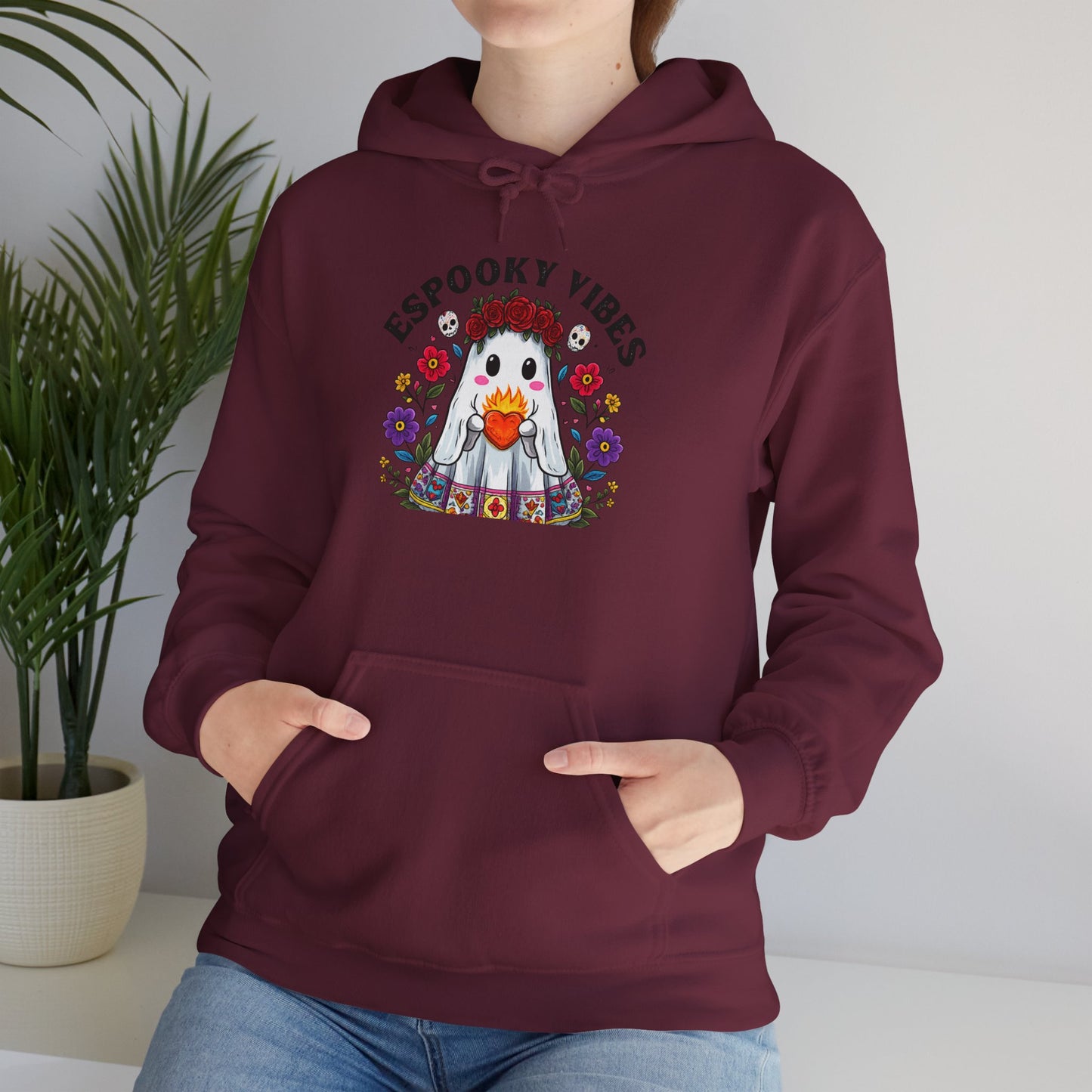 Spooky Vibes Hooded Sweatshirt, Cozy Fall Apparel, Halloween Gift, Unisex Hoodie, Casual Sweatshirt, Festival Wear