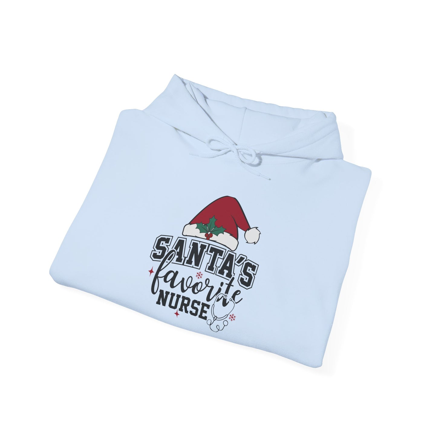 Santa's Favorite Nurse Hoodie, Perfect Holiday Gift, Cozy Sweatshirt for Nurses, Christmas Apparel, Festive Winter Wear