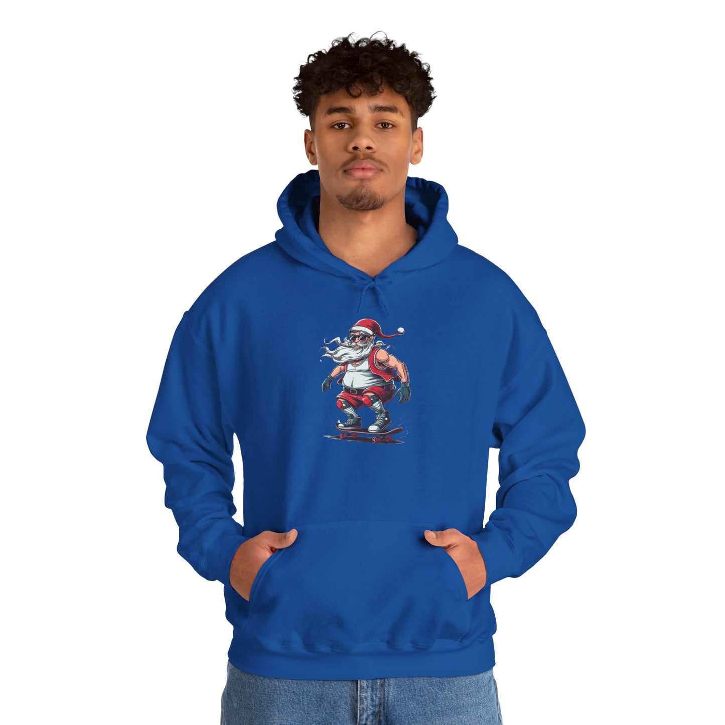 Santa Skateboarding Unisex Heavy Blend Hoodie, Christmas Sweatshirt, Holiday Gift, Cozy Winter Apparel, Fun Santa Design