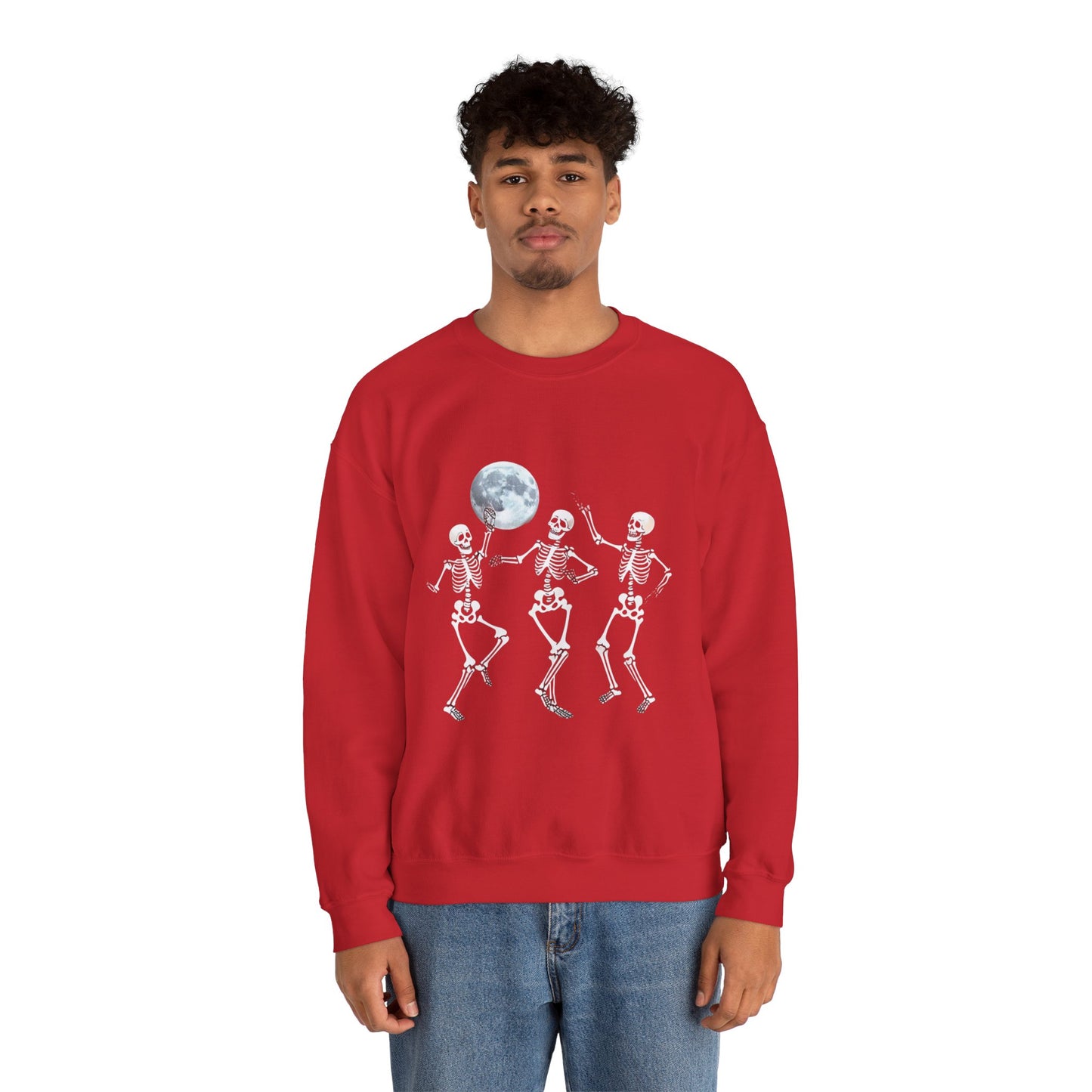 Spooky Dance Crewneck Sweatshirt - Halloween Oddities, Unisex Sweatshirt, Festive Apparel, Skeleton Design, Cozy Style