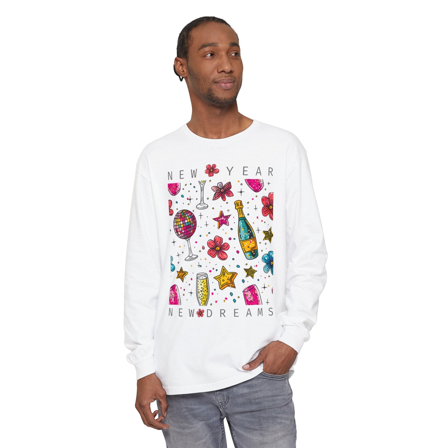 New Year Unisex Garment-dyed Long Sleeve T-Shirt