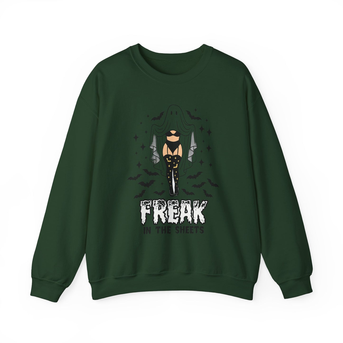 Freak in the Sheets Sweatshirt - Spooky Fun Crewneck for Halloween, Cozy Lounge Wear, Unisex Gift, Autumn Style, Casual Wardrobe Essential