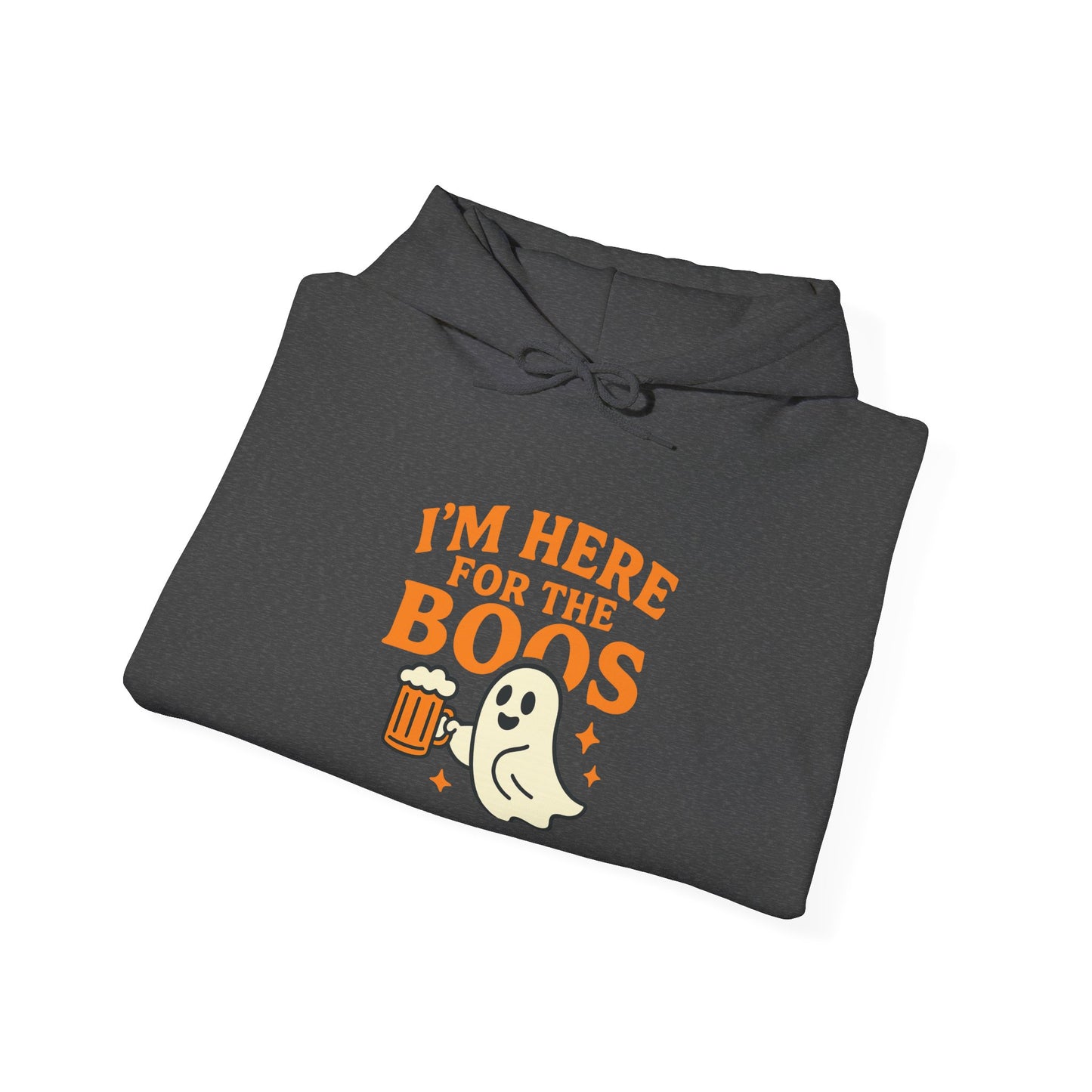 Halloween Party Hoodie, I'm Here for the Boos Hoodie, Unisex Halloween hoodie, Ghost Design Hooded Pullover, Spooky Season Apparel