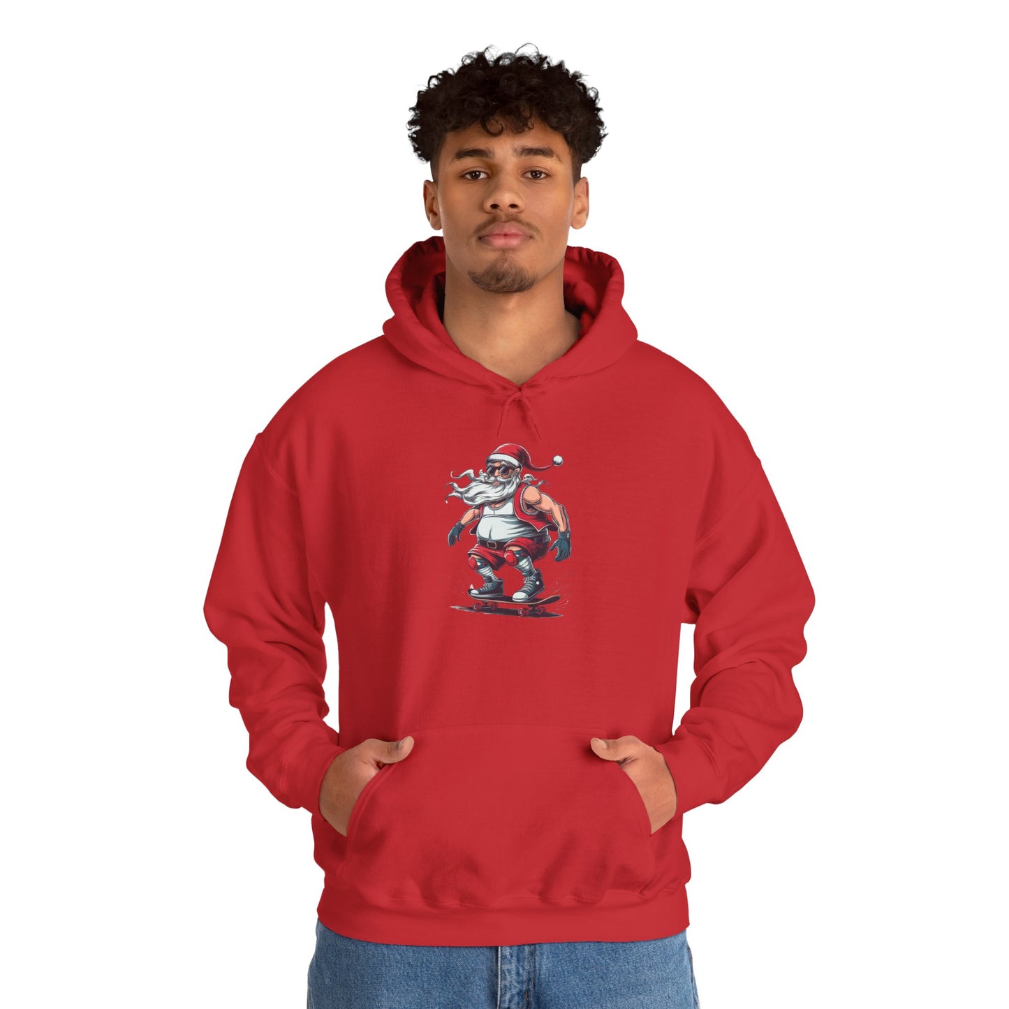 Santa Skateboarding Unisex Heavy Blend Hoodie, Christmas Sweatshirt, Holiday Gift, Cozy Winter Apparel, Fun Santa Design