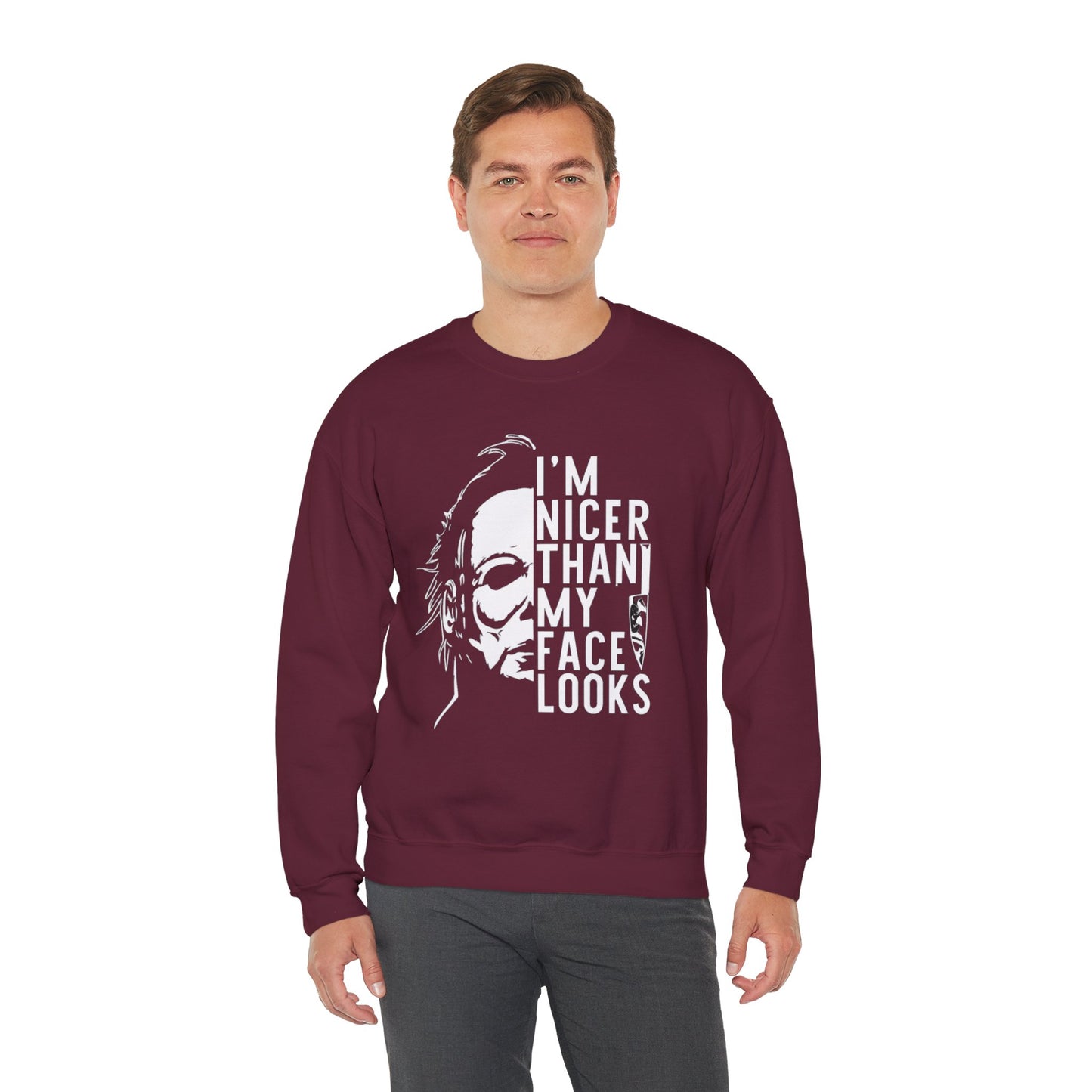 Unisex Halloween Humor Crewneck Sweatshirt, Funny Sweatshirt, Gift for Horror Fans, Halloween Apparel, Spooky Vibes, Comfortable Layering