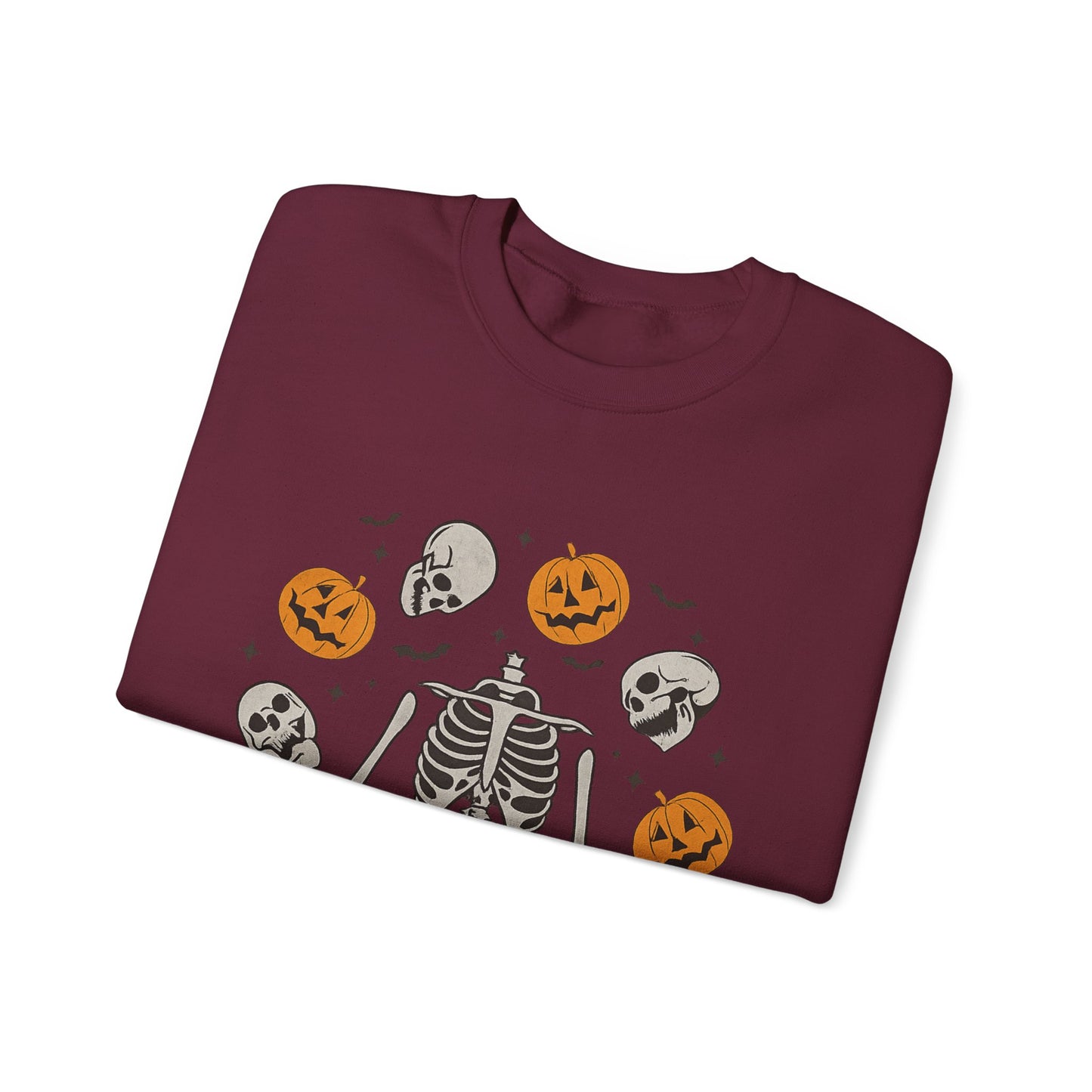Halloween Skeleton Yoga Sweatshirt, Cute Autumn Apparel, Spooky Season Outfit, Unisex Cozy Crewneck, Gift for Halloween Lovers
