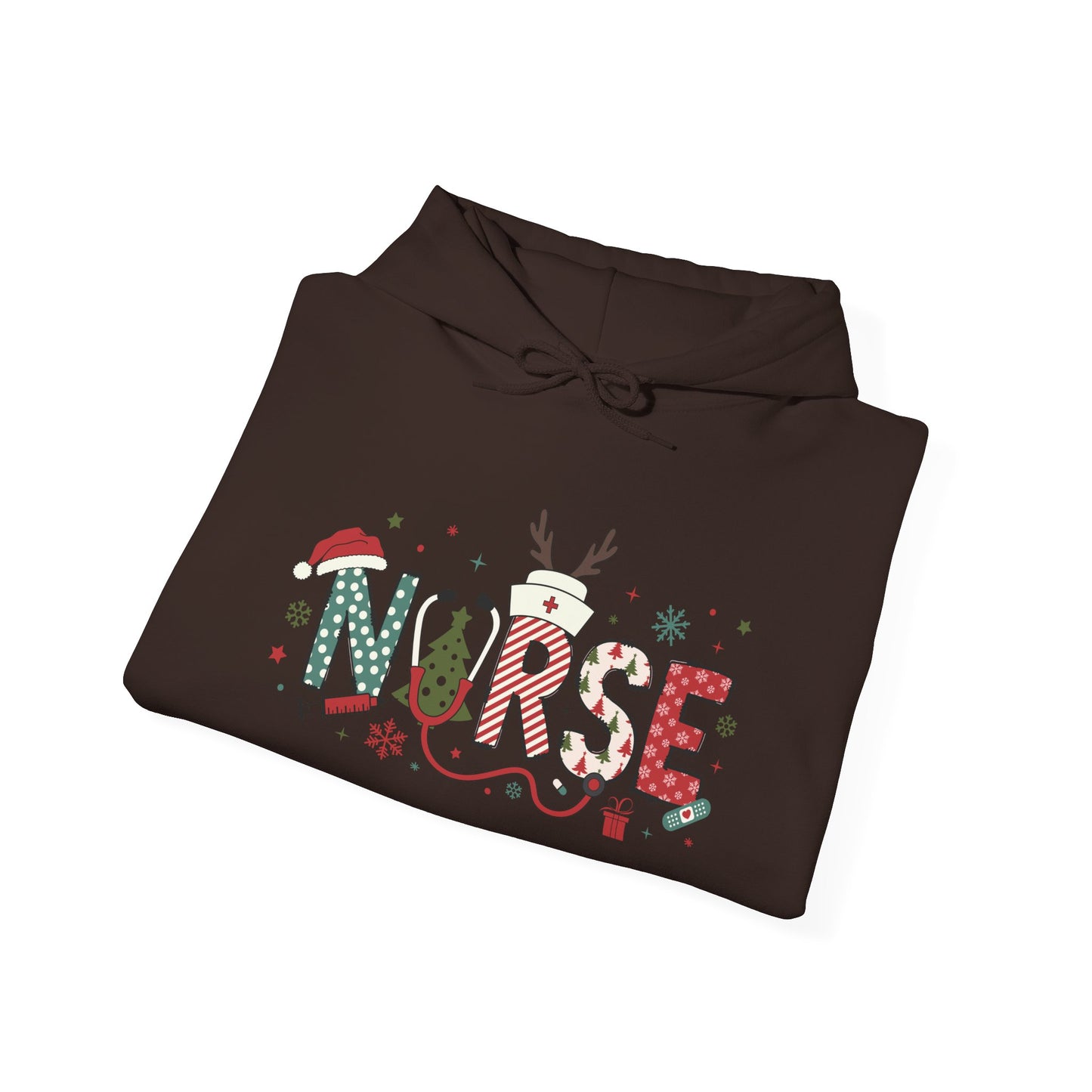 Festive Nurse Hooded Sweatshirt, Merry Christmas Sweatshirt, Holiday Gift for Nurses, Cozy Winter Hoodie, Nurse Appreciation Gift