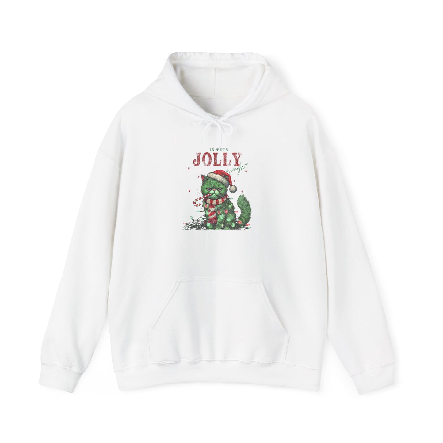 Festive Cat Hoodie, Cozy Holiday Hoodie, Jolly Grunge Pullover, Cute Cat Lover Gift, Merry Cat Hoodie
