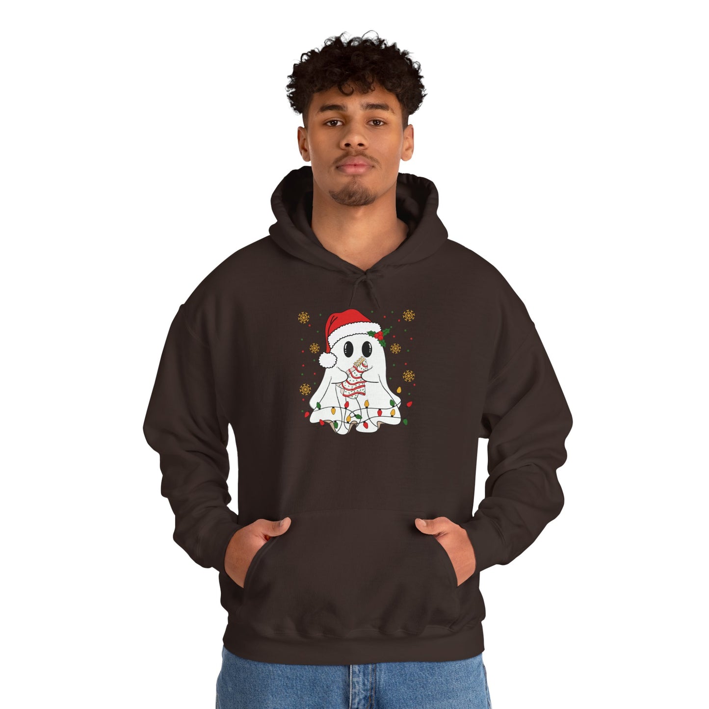 Santa Ghost Christmas Hoodie, Unisex Holiday Hoodie, Cute Winter Apparel, Cozy Gift for Ghost Lovers, Funny Xmas Clothing