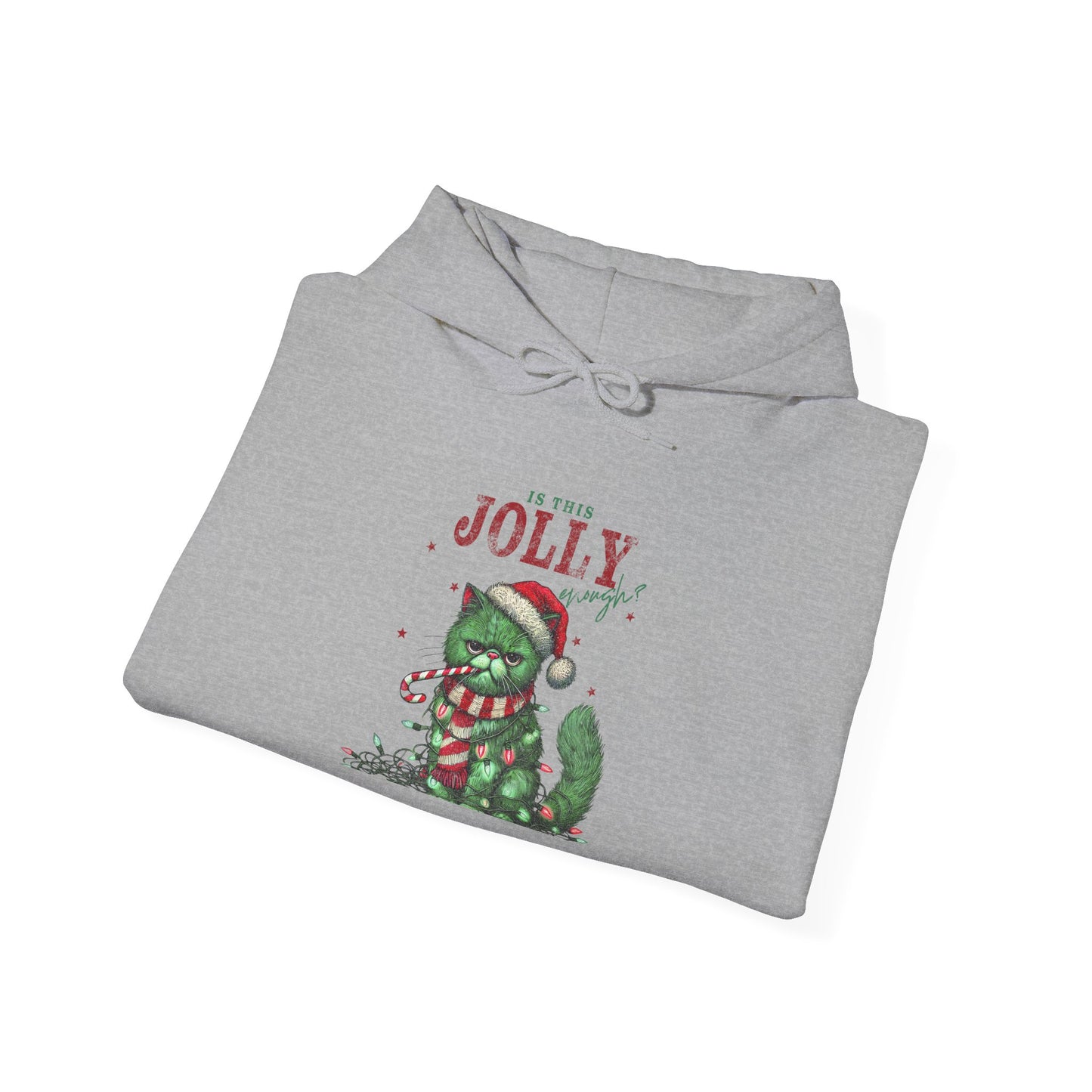 Festive Cat Hoodie, Cozy Holiday Hoodie, Jolly Grunge Pullover, Cute Cat Lover Gift, Merry Cat Hoodie