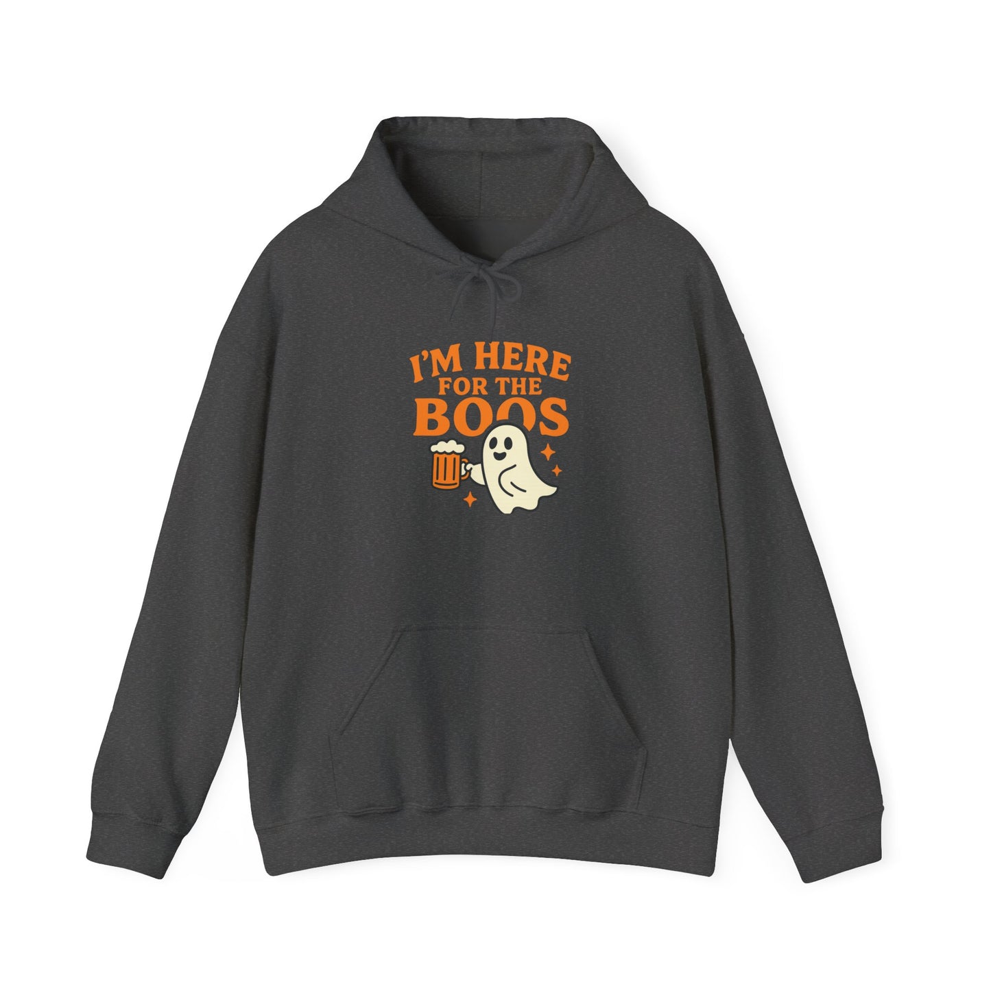 Halloween Party Hoodie, I'm Here for the Boos Hoodie, Unisex Halloween hoodie, Ghost Design Hooded Pullover, Spooky Season Apparel