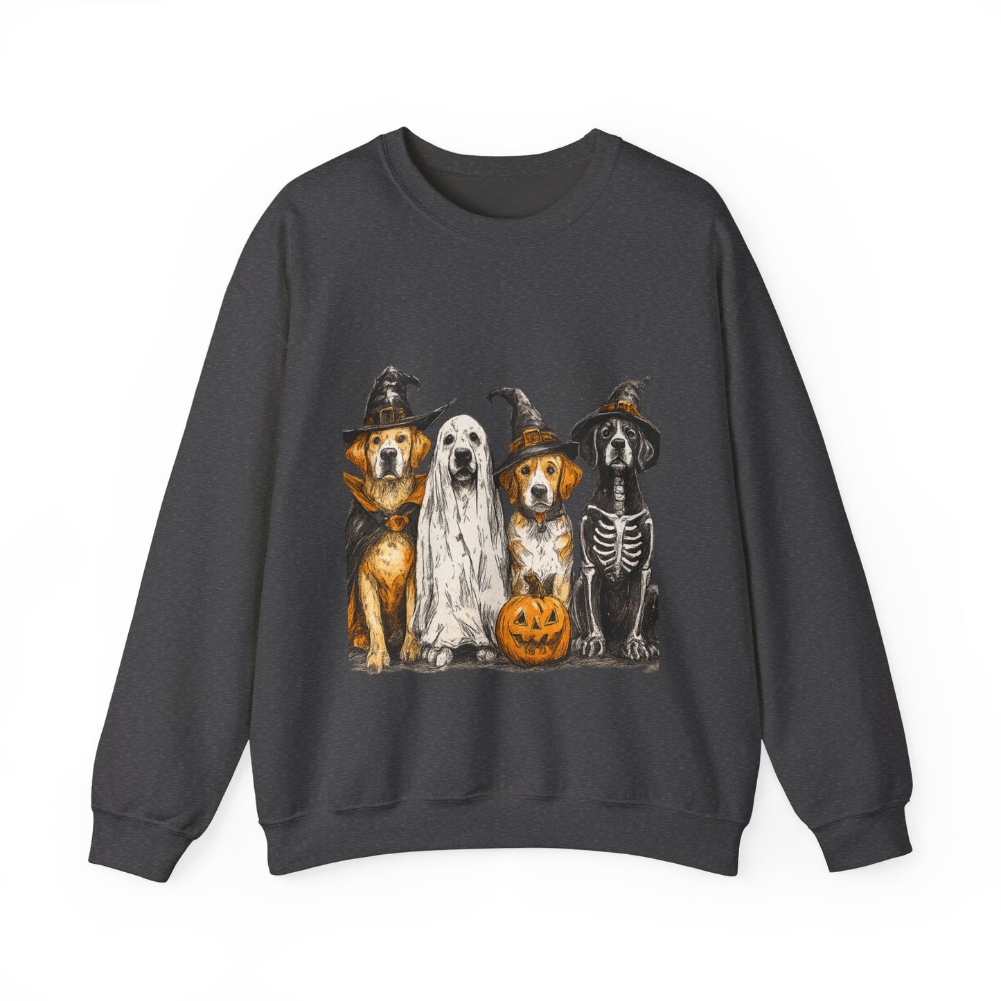 Halloween Dog-Themed Sweatshirt, Cozy Fall Apparel, Unisex Crewneck, Pet Lover Gift, Spooky Season Fashion
