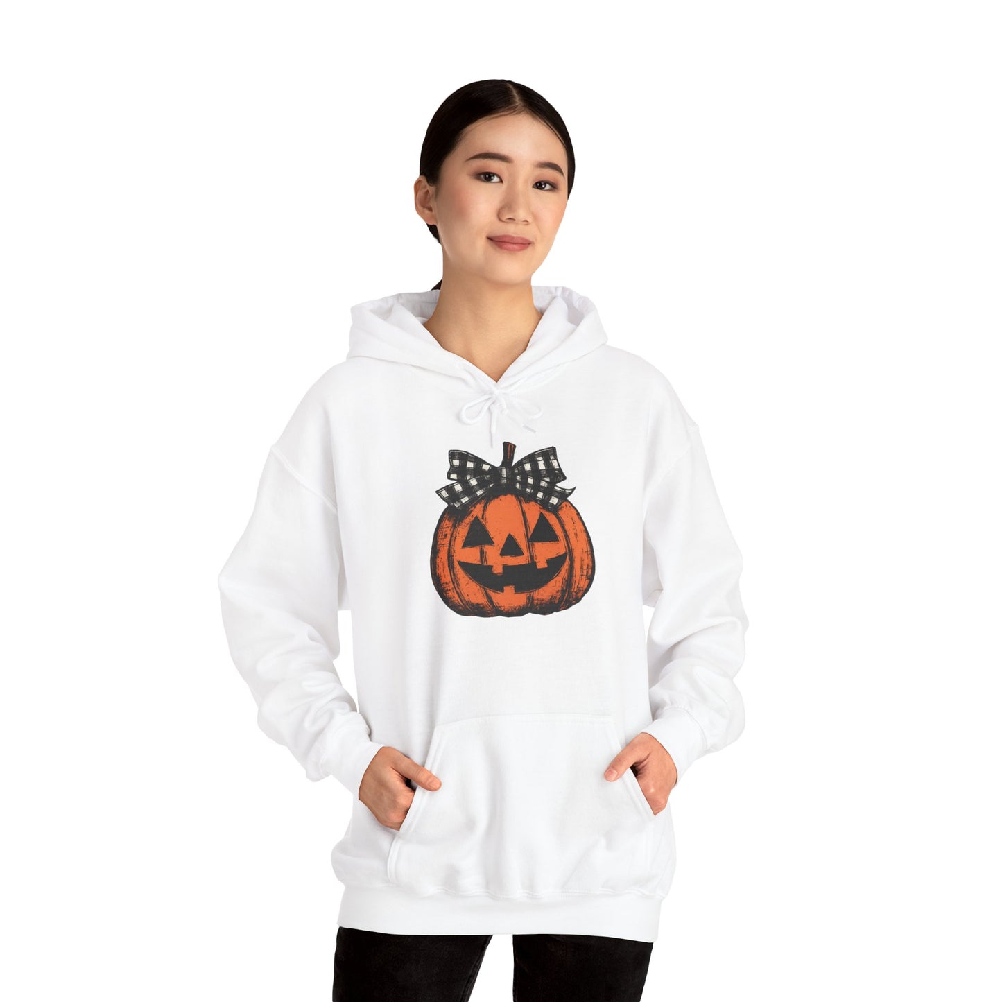 Halloween Pumpkin Hoodie with Bow, Cozy Fall Hoodie, Unisex Hoodie, Autumn Fashion, Halloween Costume, Pumpkin Spice